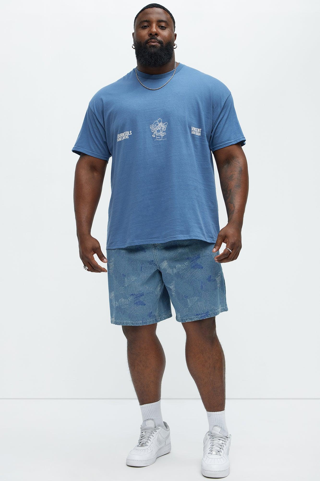 Vincent Van Gogh Flower Pot Short Sleeve Tee - Blue Product Image