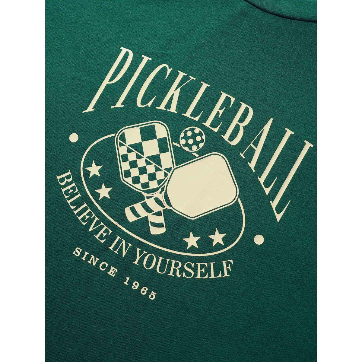 Plus Size Letter Print Crew Neck T-shirt Truegreen Women Casual Contrast Art&design Round Neck Everyday T-shirts BloomChic 10/M Product Image