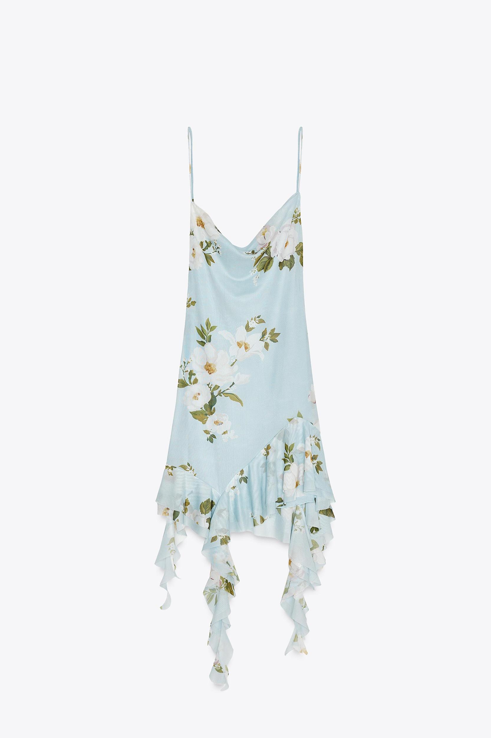 FLORAL PRINT TULLE MINI DRESS Product Image