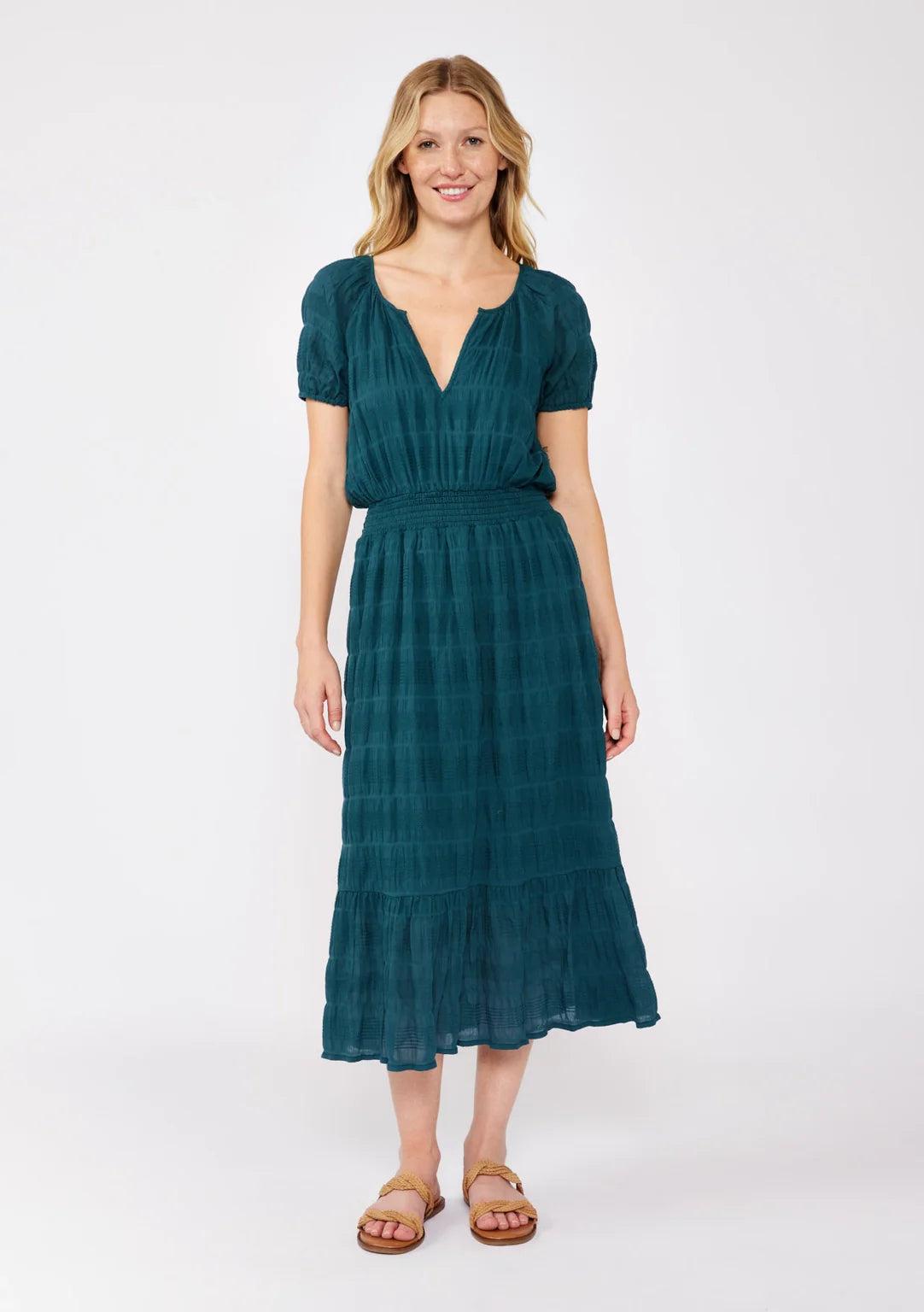 Puff Sleeve Smocked Midi Dress Product Image