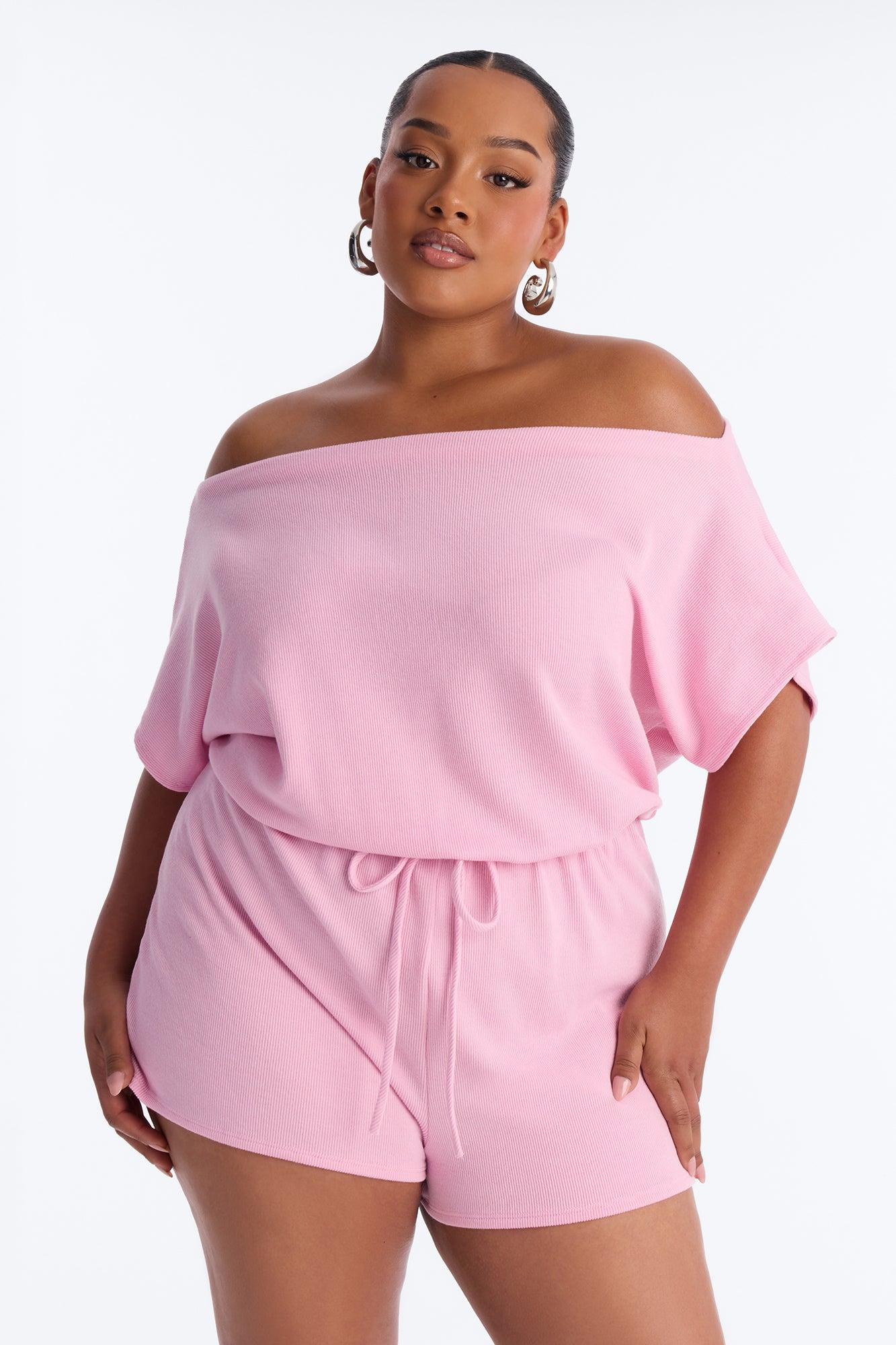 Easy Does It Ribbed Romper - Pink Female Product Image