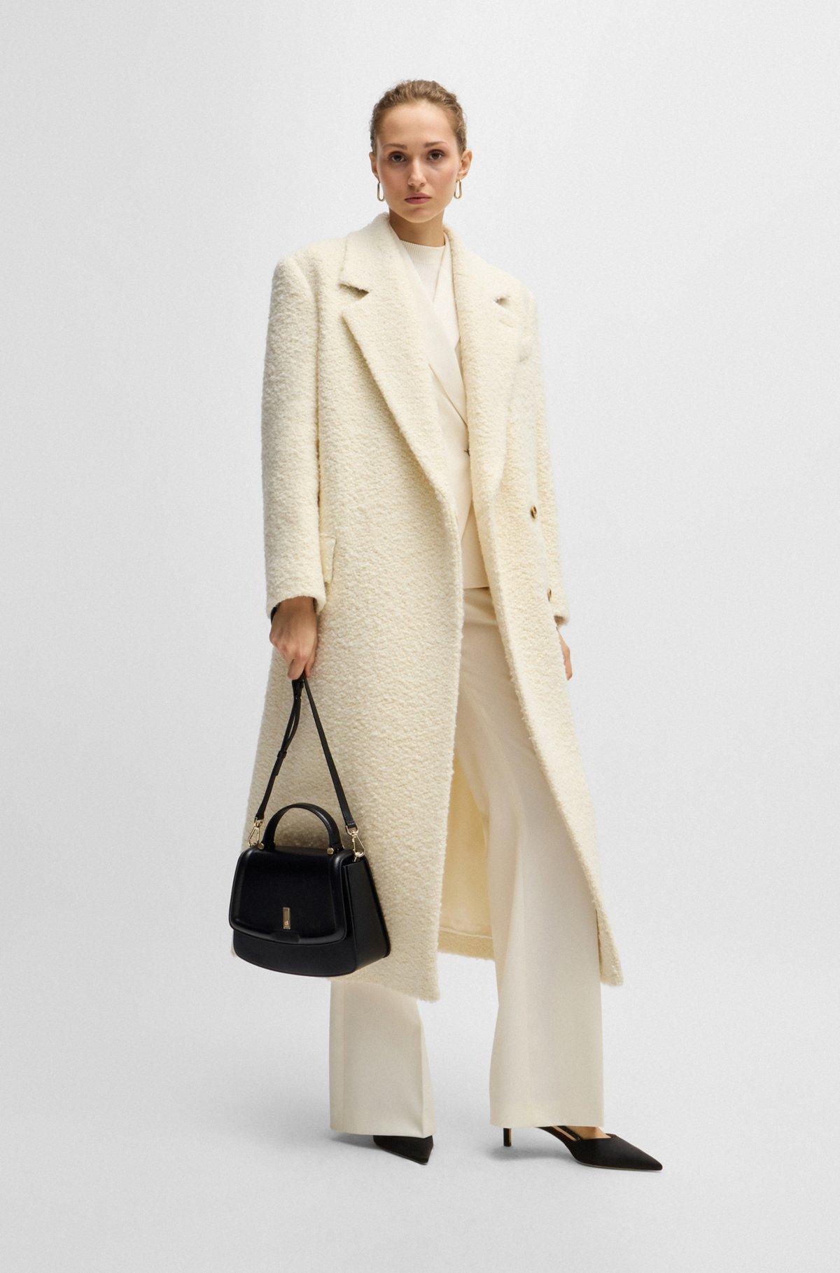 BOSS - Top-handle handbag in leather with Double B monogram - Black Product Image