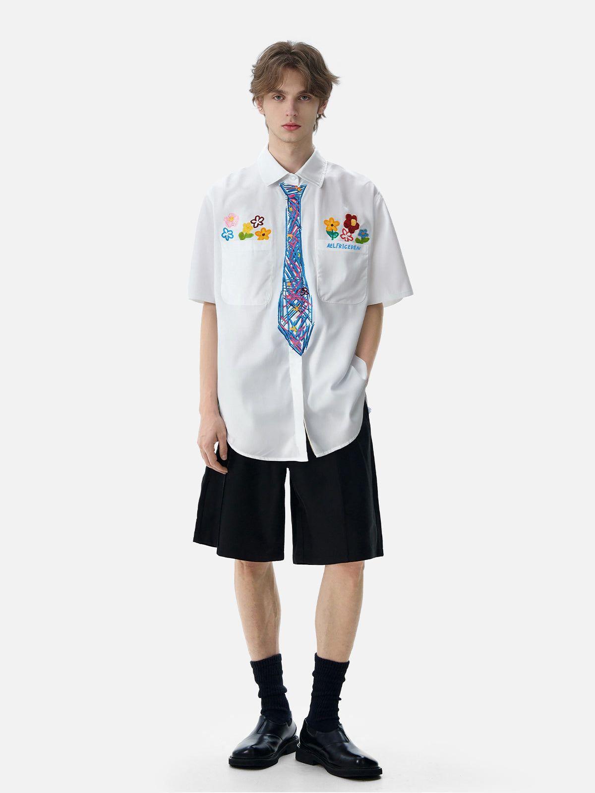 Aelfric Eden Graffiti Necktie Short Sleeve Shirt Product Image