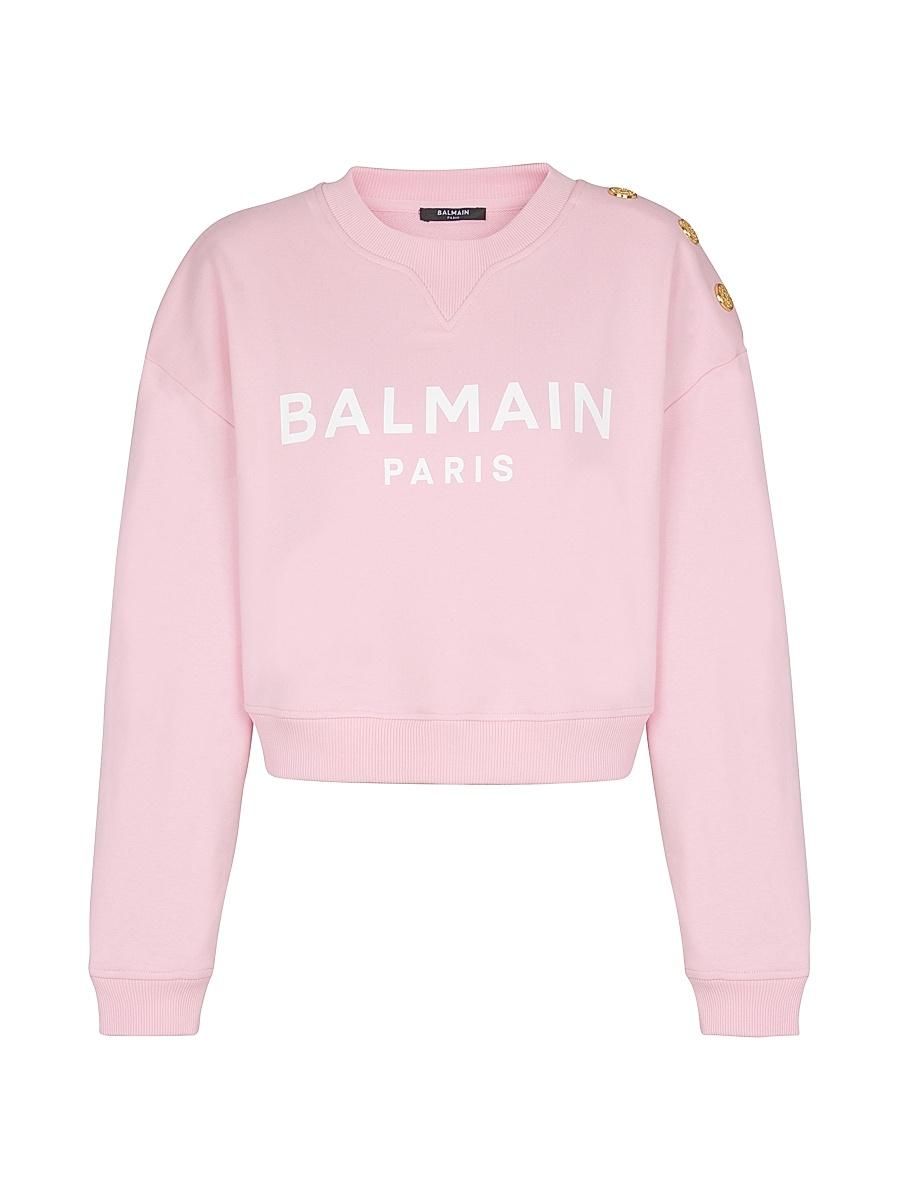 Womens Button-Embellished Logo Cotton Sweatshirt Product Image