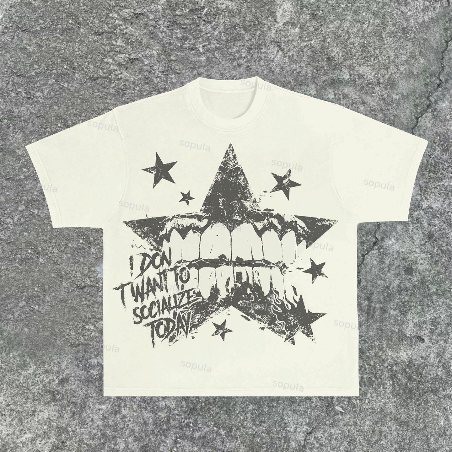 Sopula Trend Street Text Typesetting Print Cotton T-Shirt Product Image