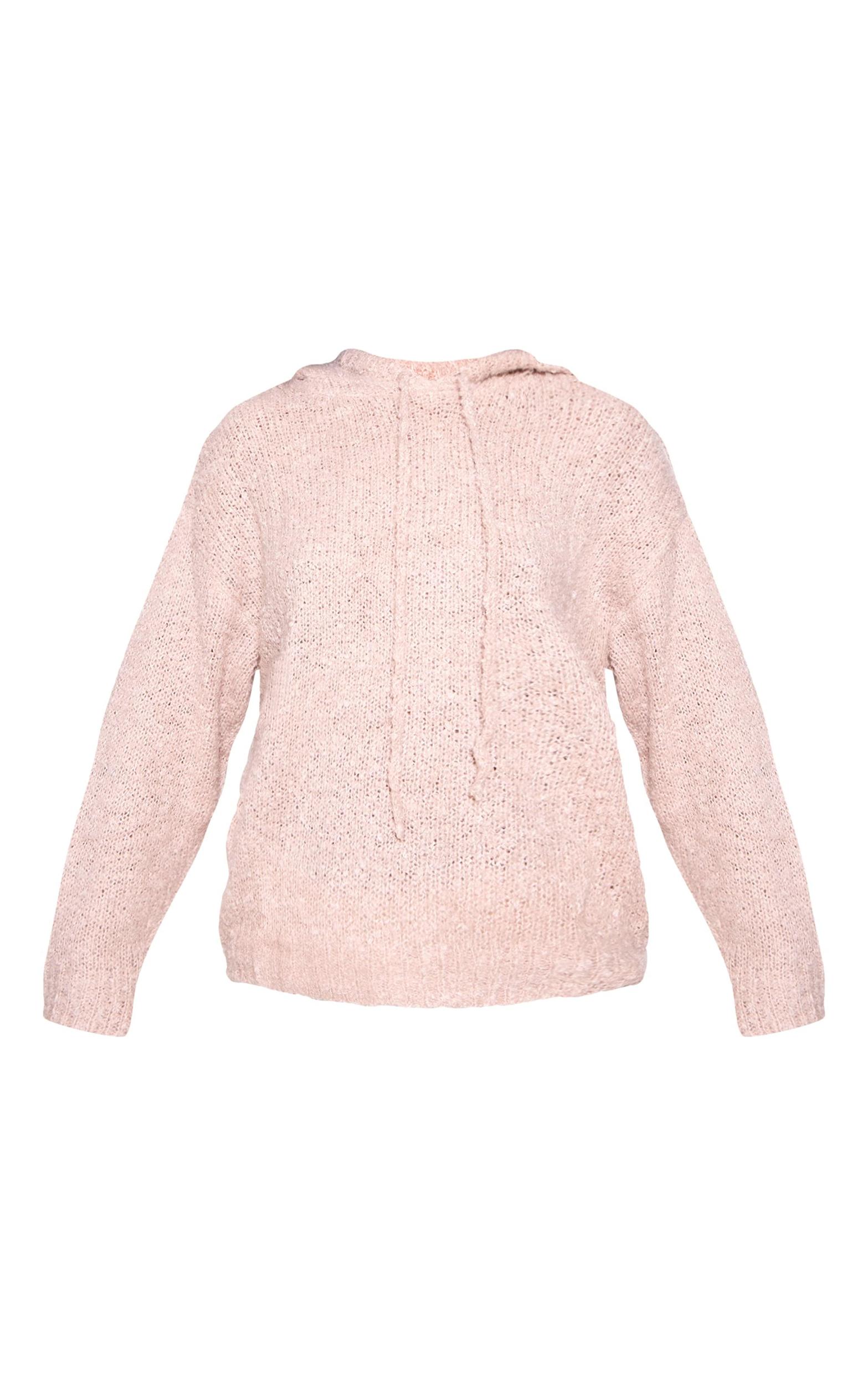 Oatmeal Textured Bobble Knit Hoodie Product Image