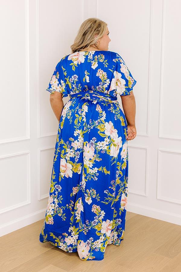 Whimsical Whispers Satin Floral Maxi Dress Curves Product Image