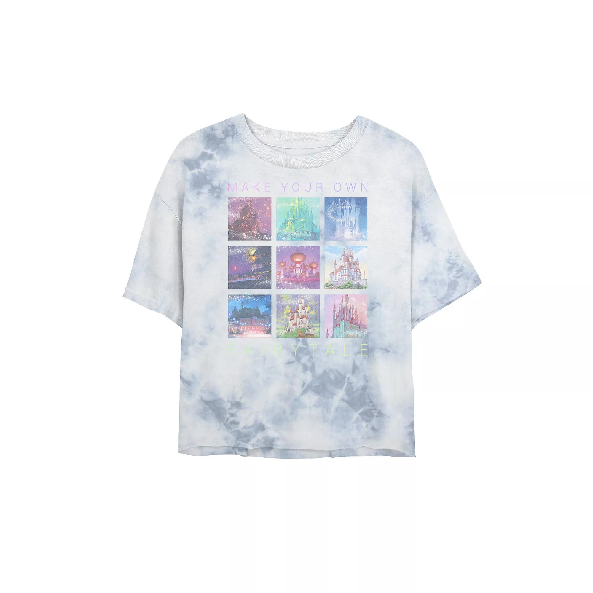 Juniors' Disney Castles Make Your Own Fairytale Bombard Wash Crop Graphic Tee, Women's, Size: XL, White Blue Product Image