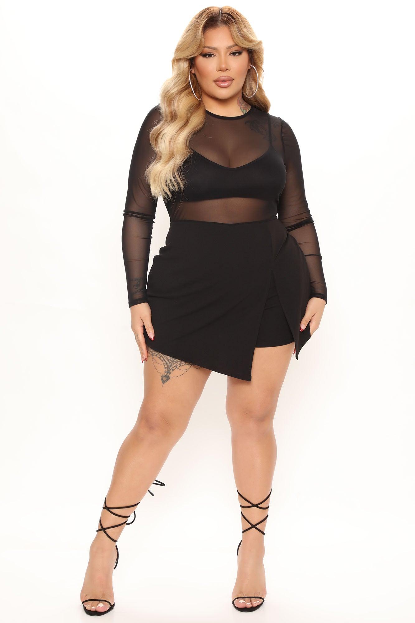 Blurred Lines Mesh Romper - Black Product Image