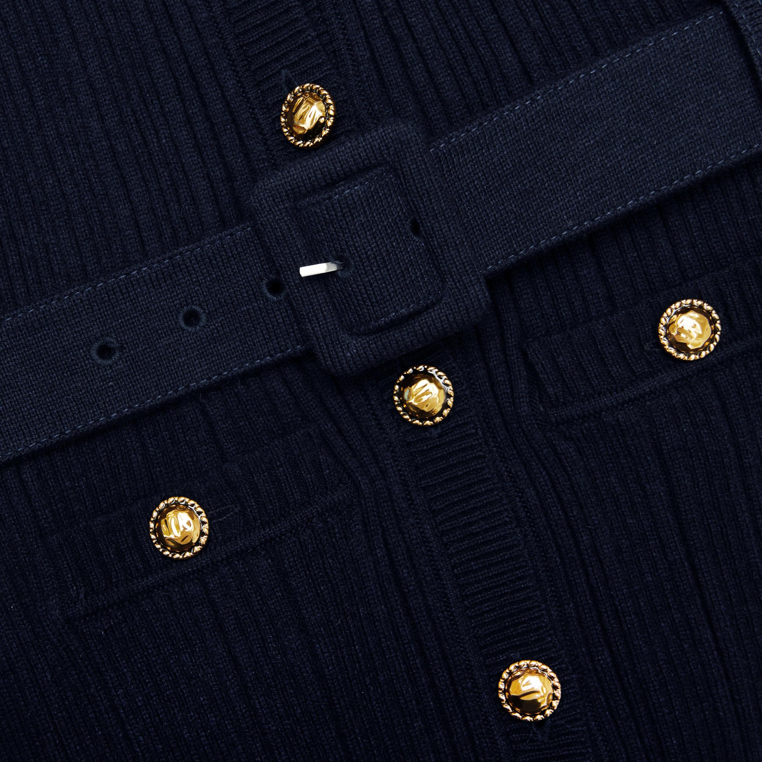 Navy Viscose Knit Midi Dress Product Image