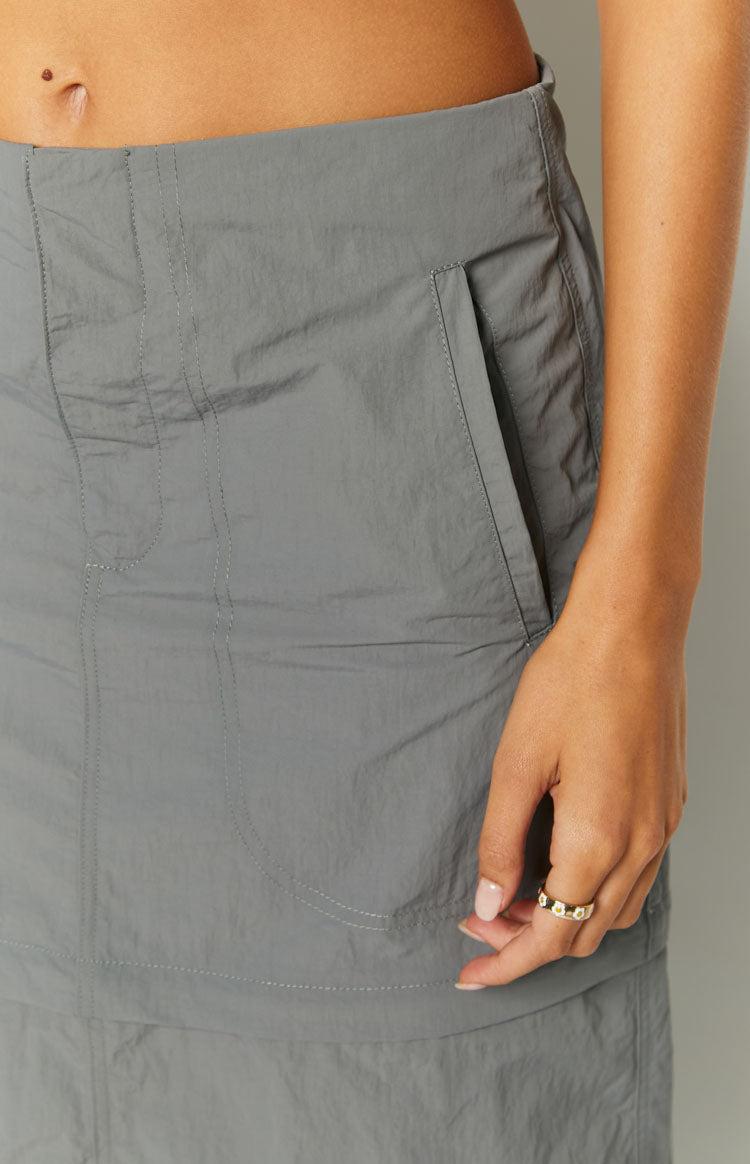 Astin Grey Cargo Midi Skirt Product Image