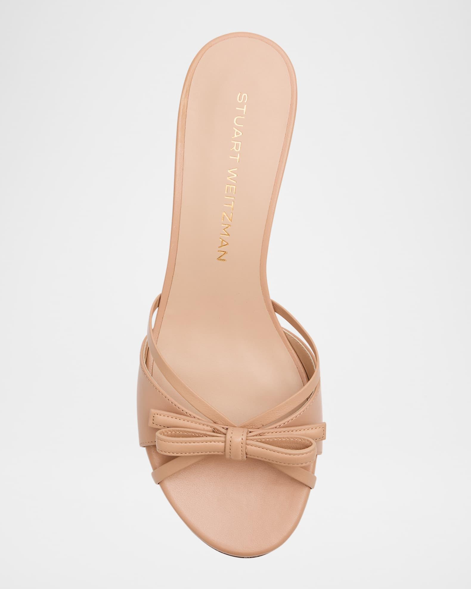 Felicity Leather Bow Kitten-Heel Mules Product Image