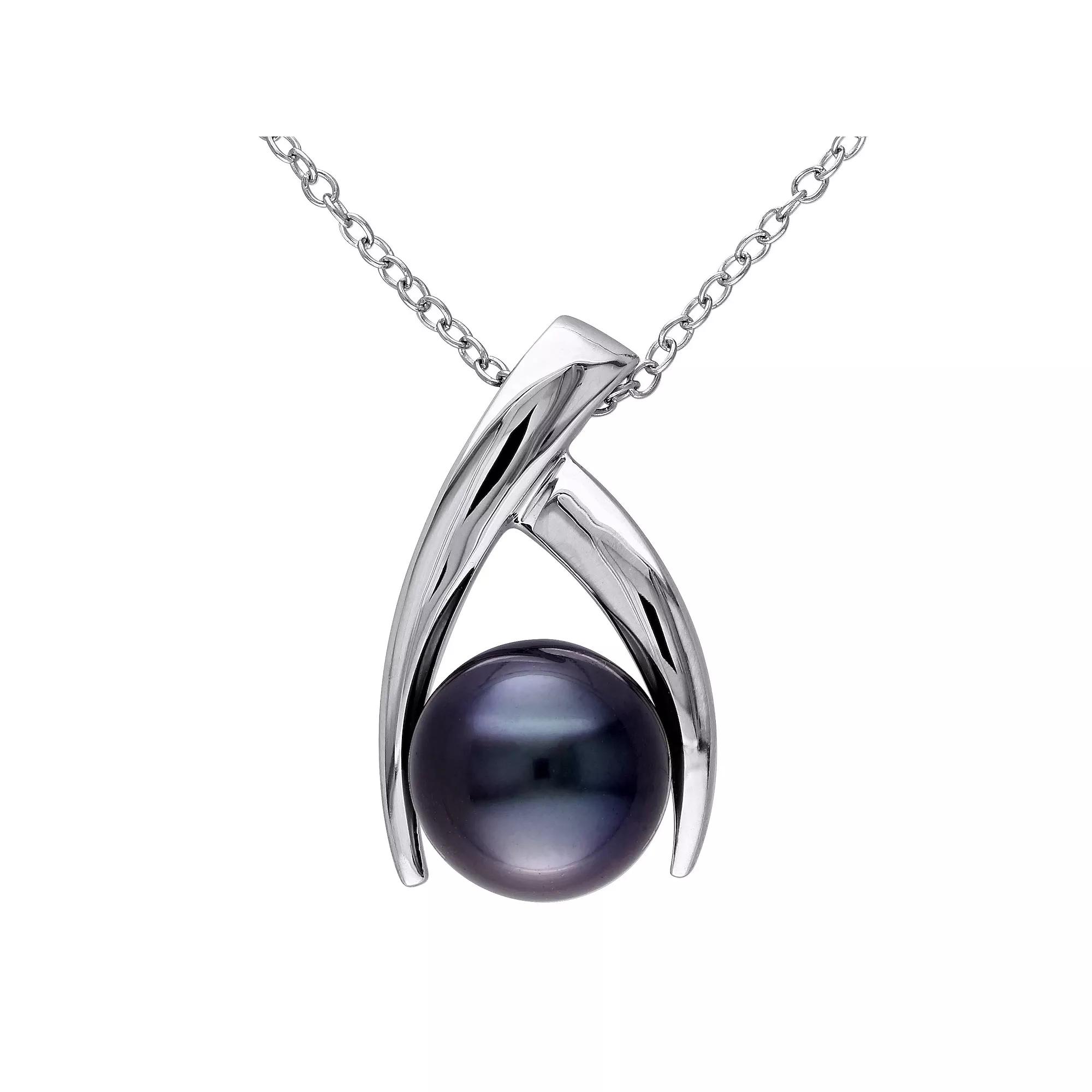 Stella Grace Sterling Silver Tahitian Cultured Pearl Pendant, Womens Product Image