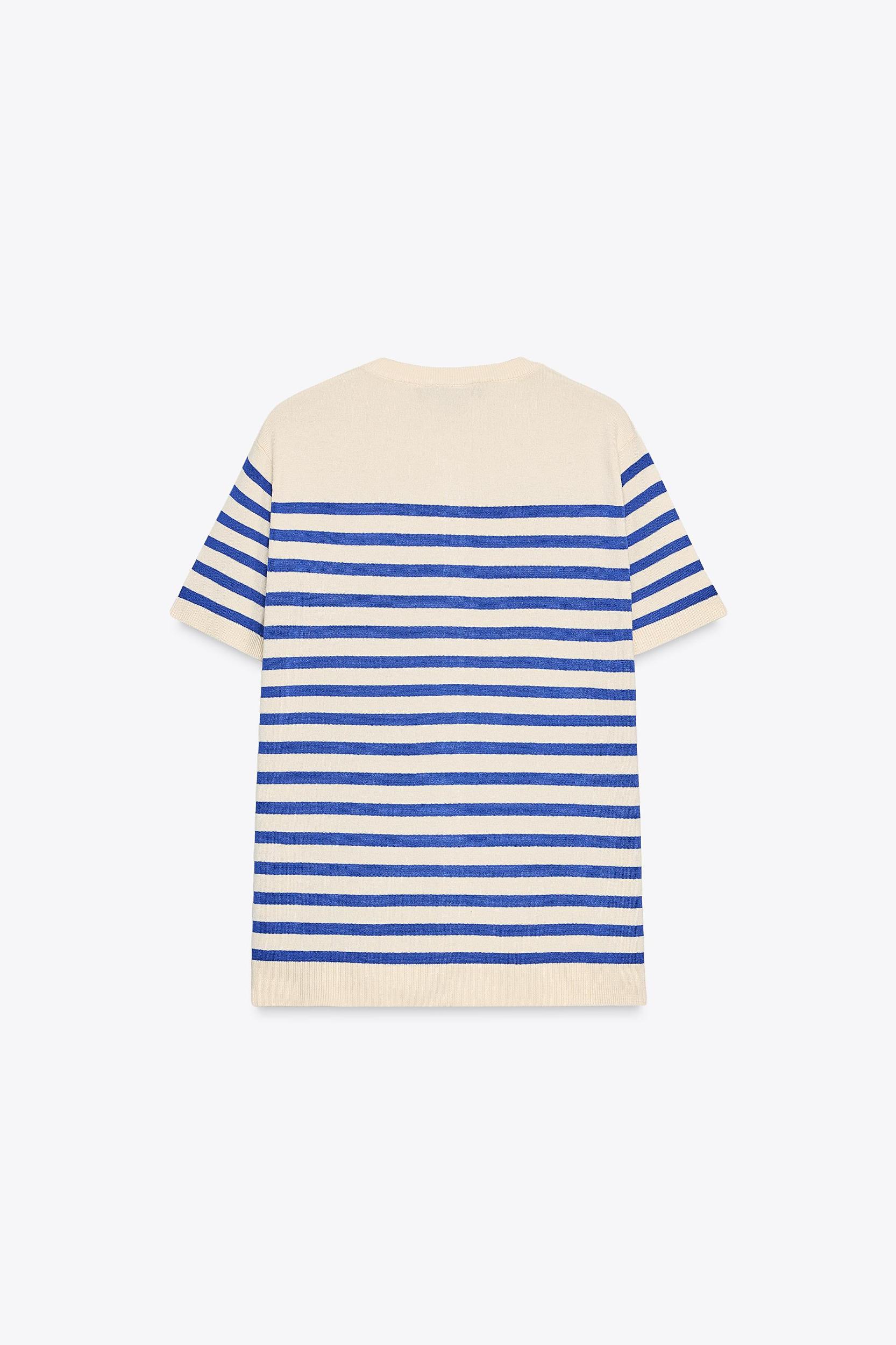 STRIPED KNIT SHORT SLEEVE JACKET Product Image