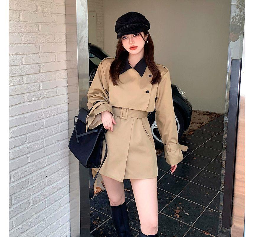 Plain Belted Trench Jacket Product Image