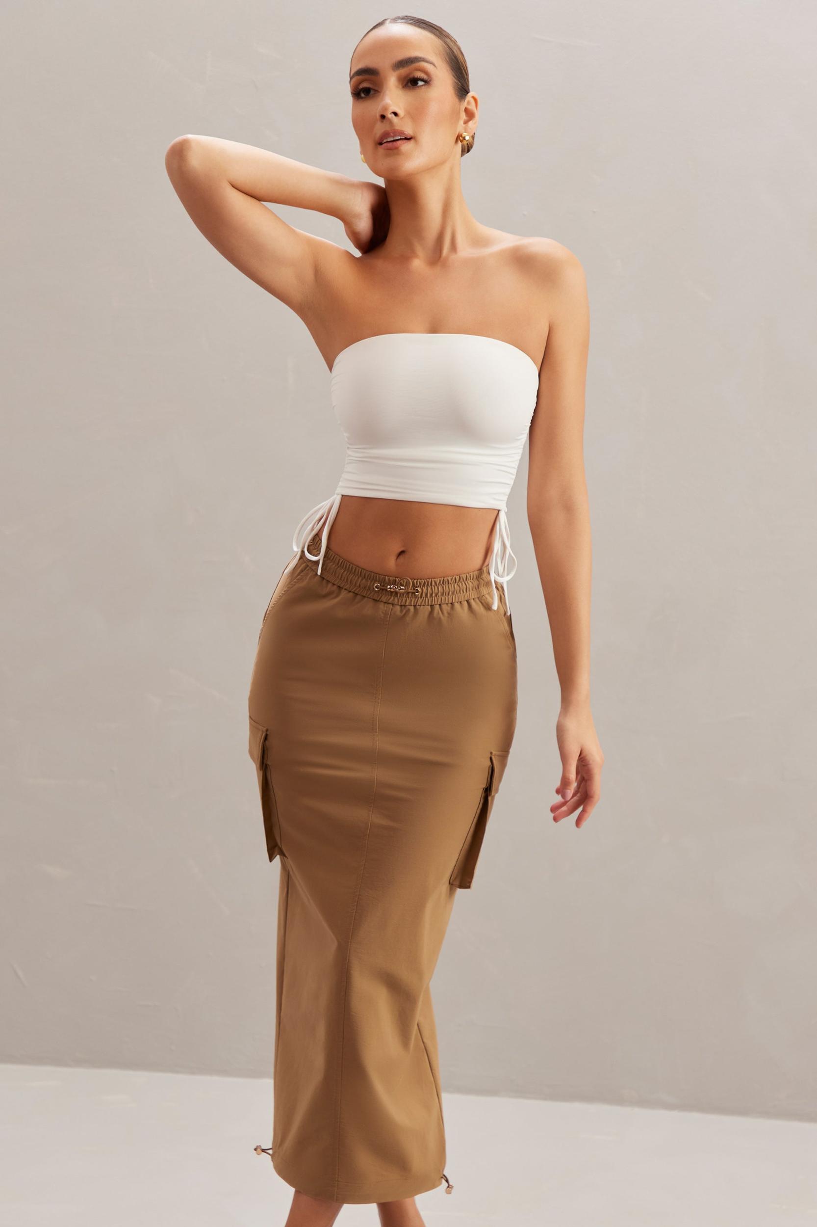 Cargo Maxi Skirt in Tan Product Image