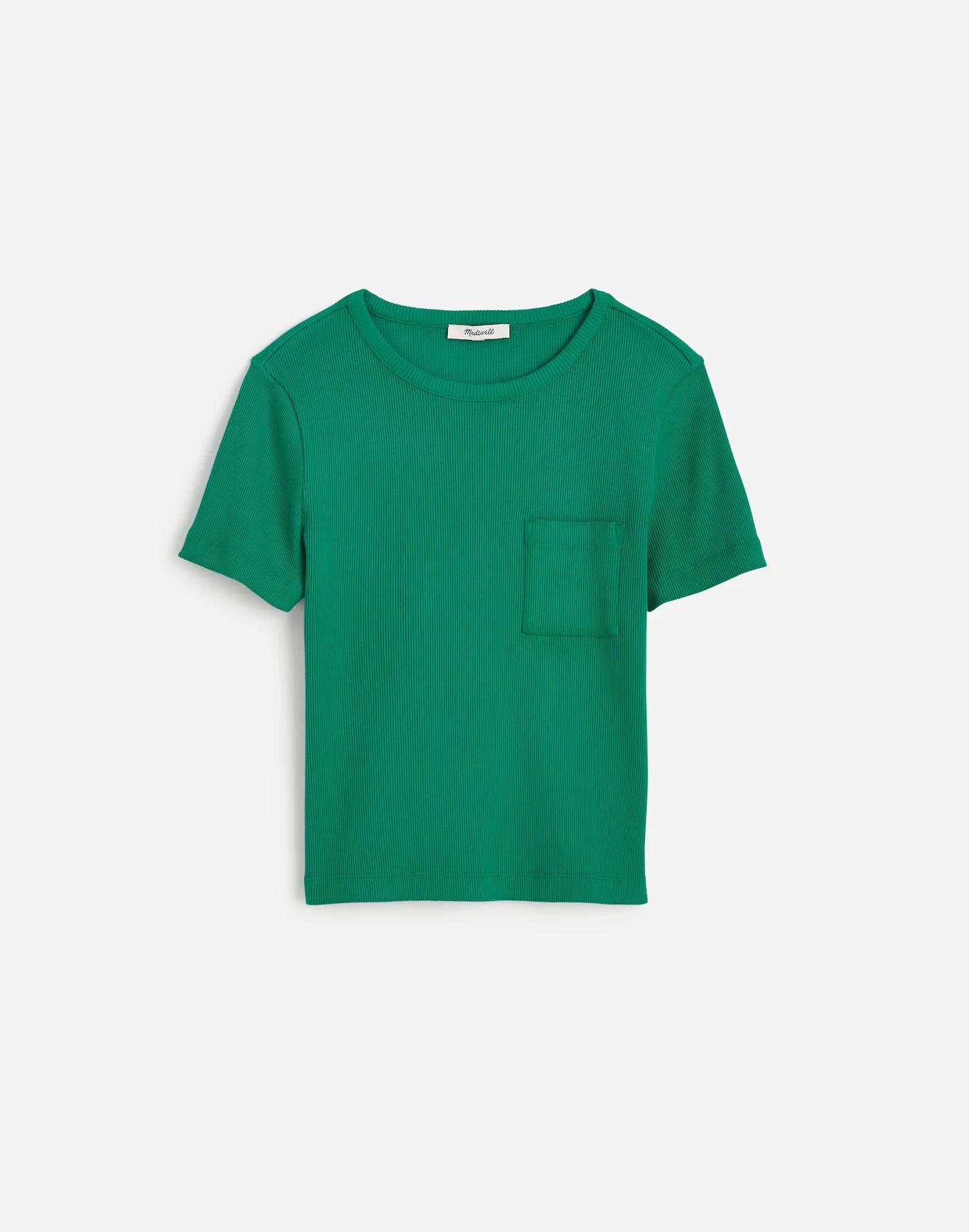 Garment-Dyed Ribbed Crewneck Pocket Tee Product Image