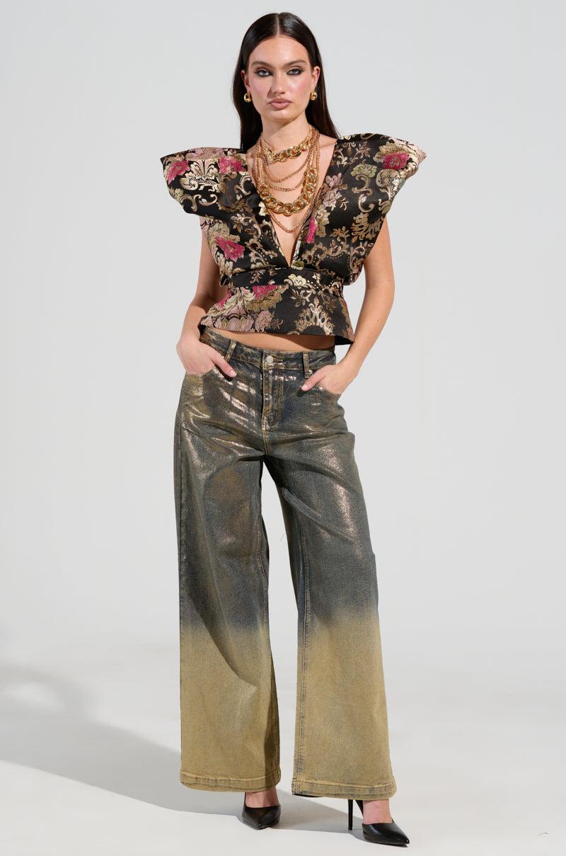 GET MY CLOSE UP FLORAL BROCADE BLOUSE Product Image