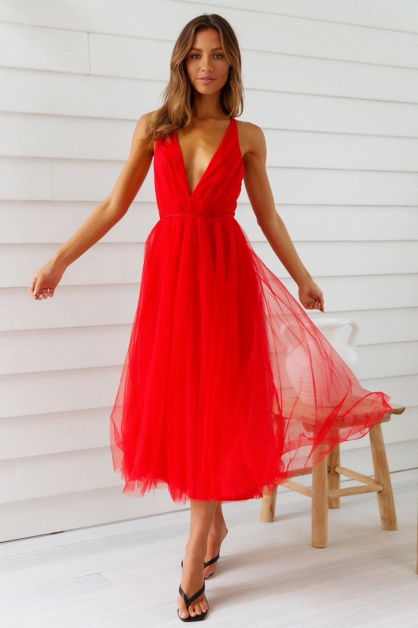 Summer Cinderella Midi Dress Red Product Image