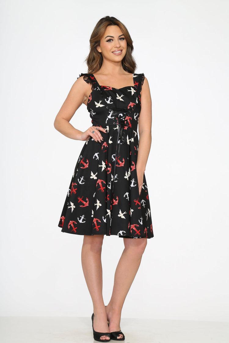 Black Swallow Swing Dress Product Image