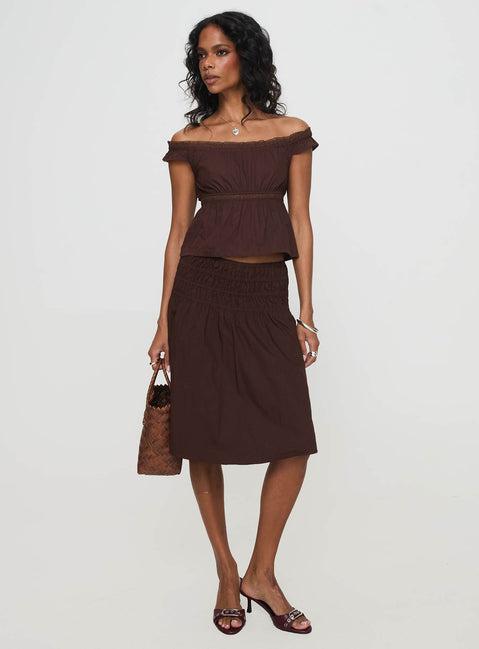 Neleta Midi Skirt Brown Product Image
