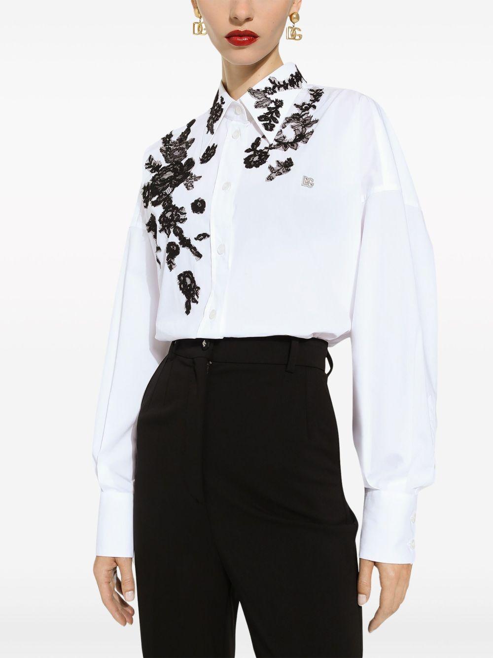 floral-lace long-sleeve shirt Product Image