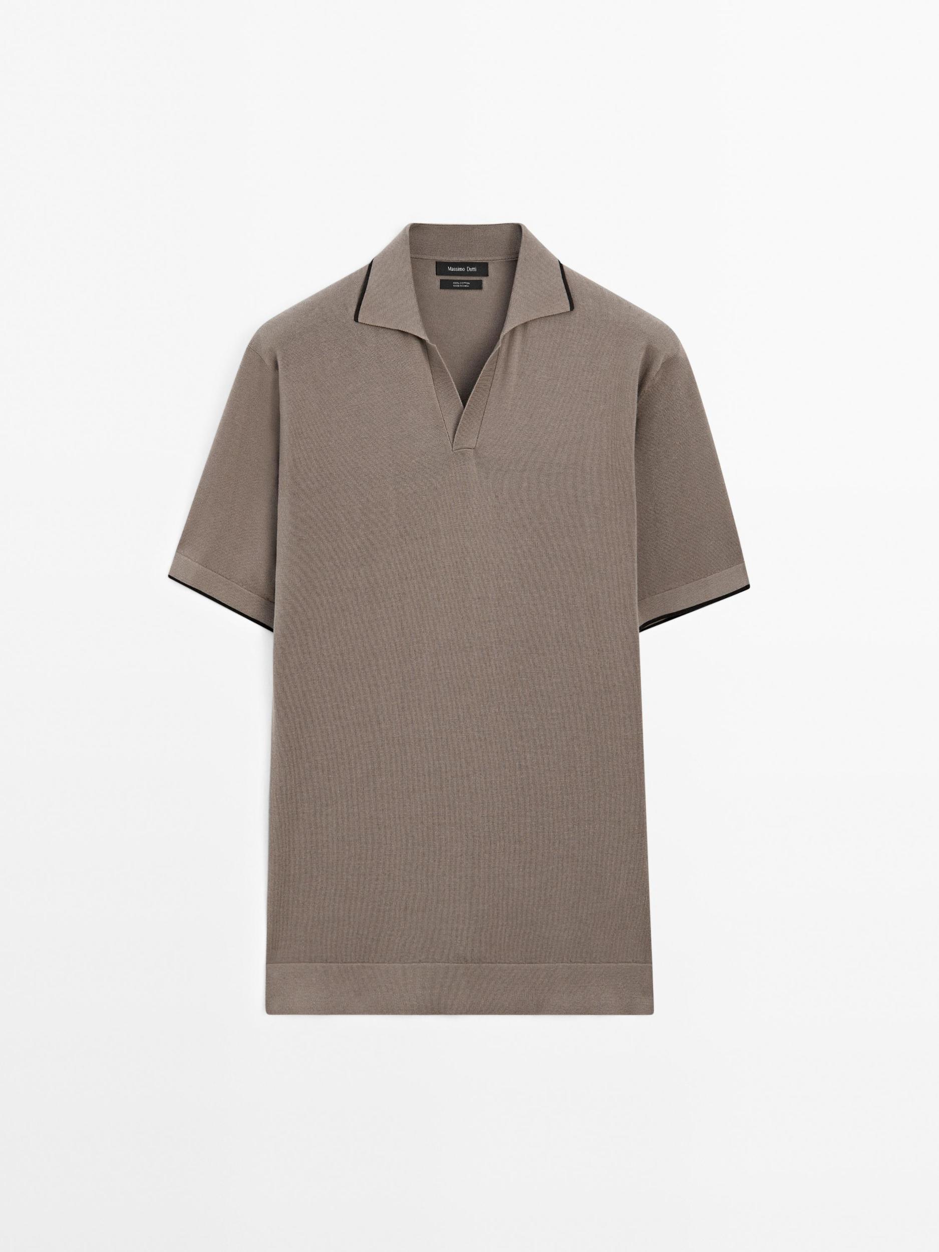 Knit polo shirt with contrast detail Product Image