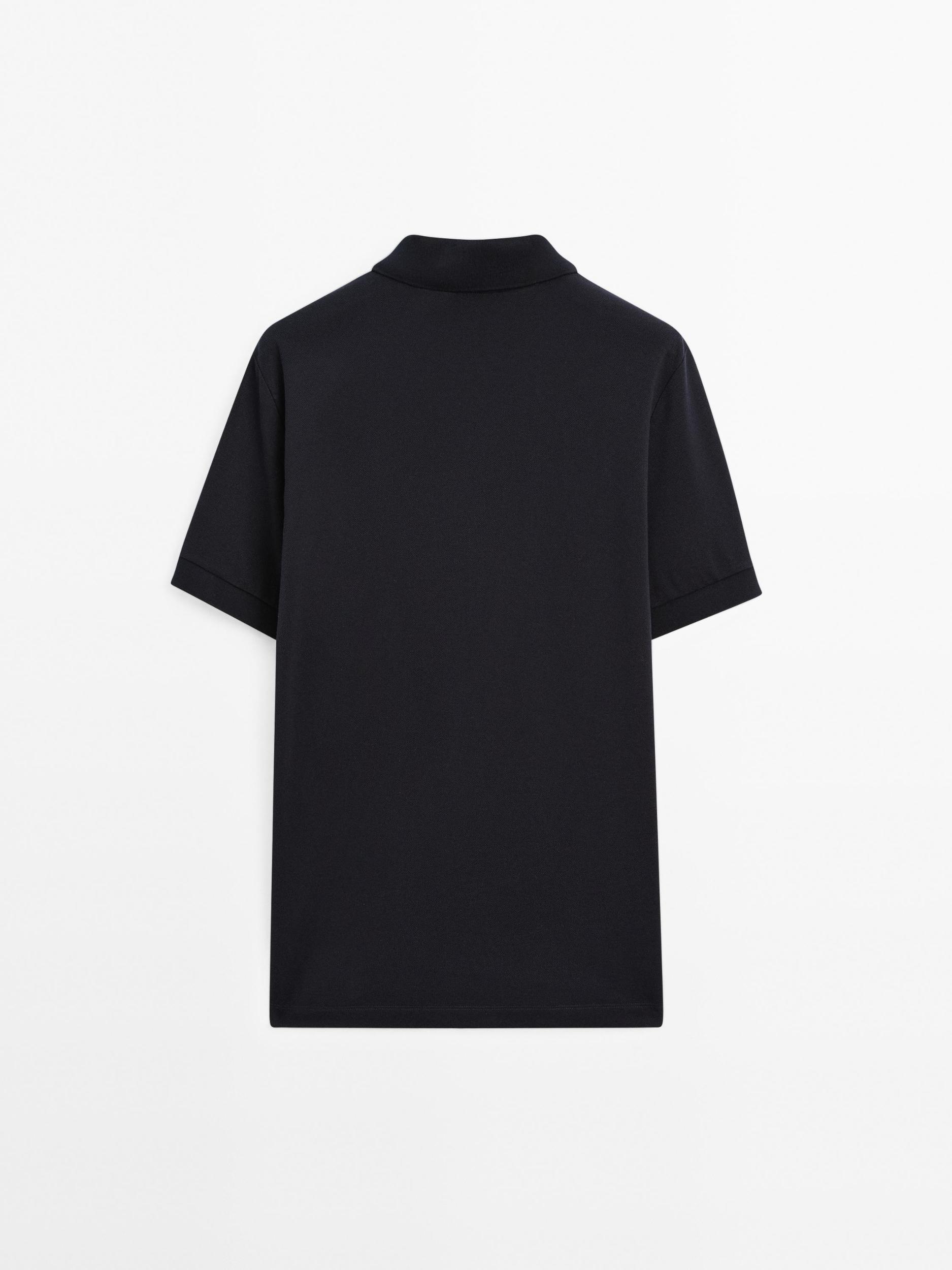 Short sleeve micro-textured polo shirt Product Image
