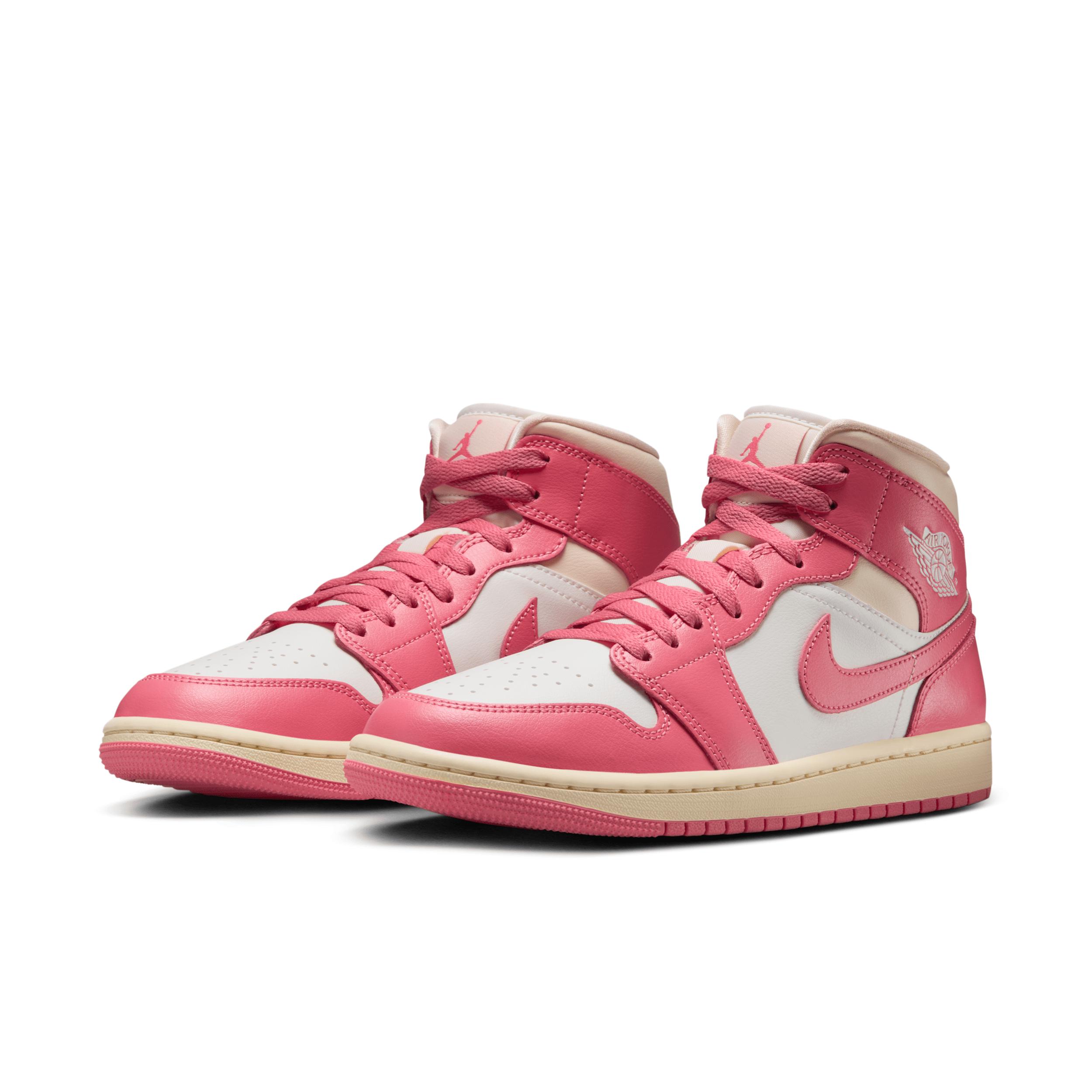 Jordan Womens Jordan AJ 1 Mid - Womens Basketball Shoes Sail/Pink Product Image
