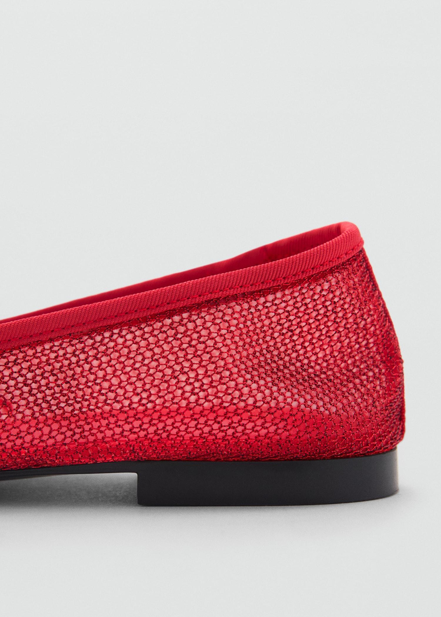 Mesh ballet flats with bow - Women | MANGO USA Product Image