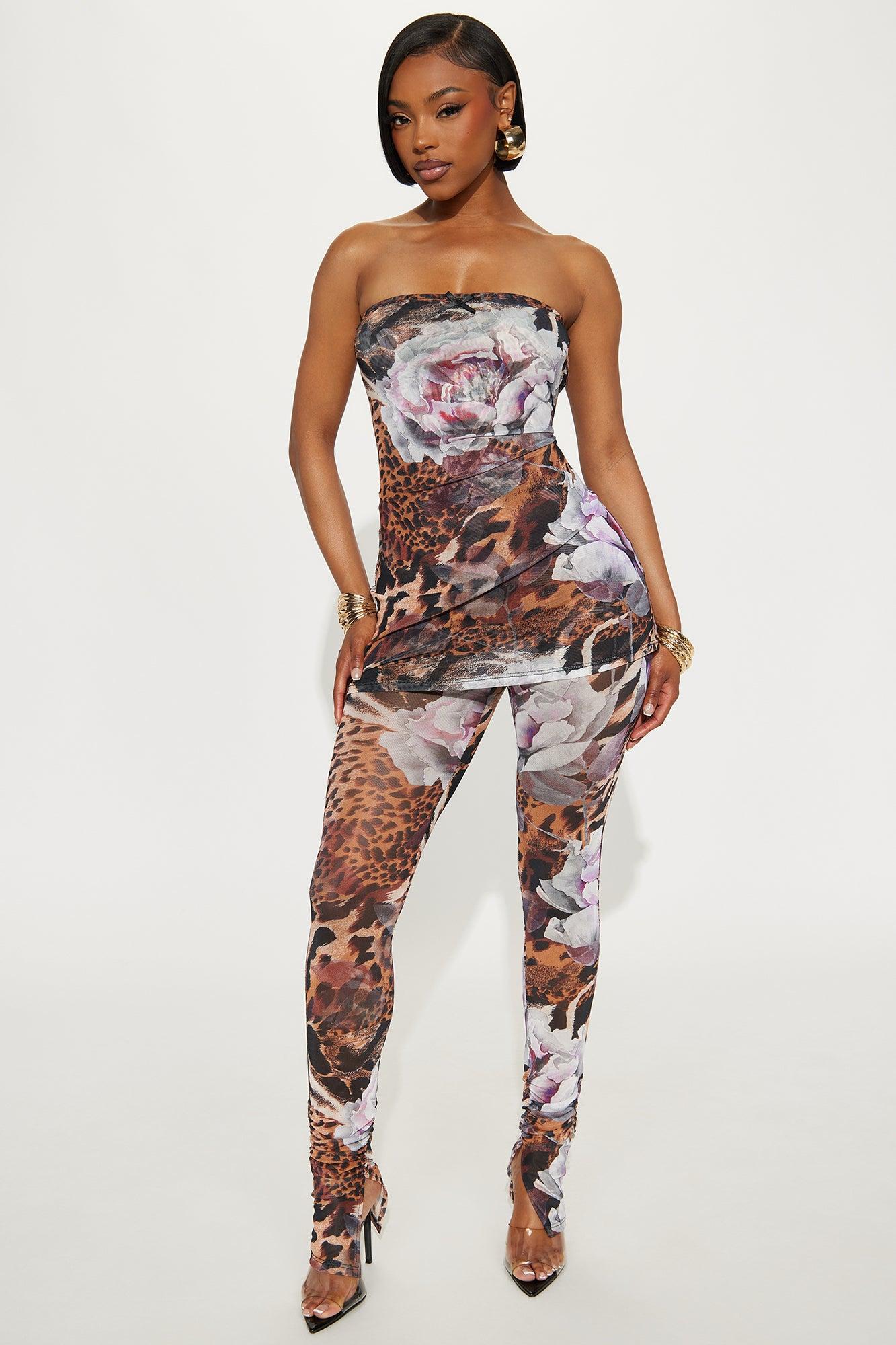 Sasha Animal Print Mesh Jumpsuit - Leopard Product Image