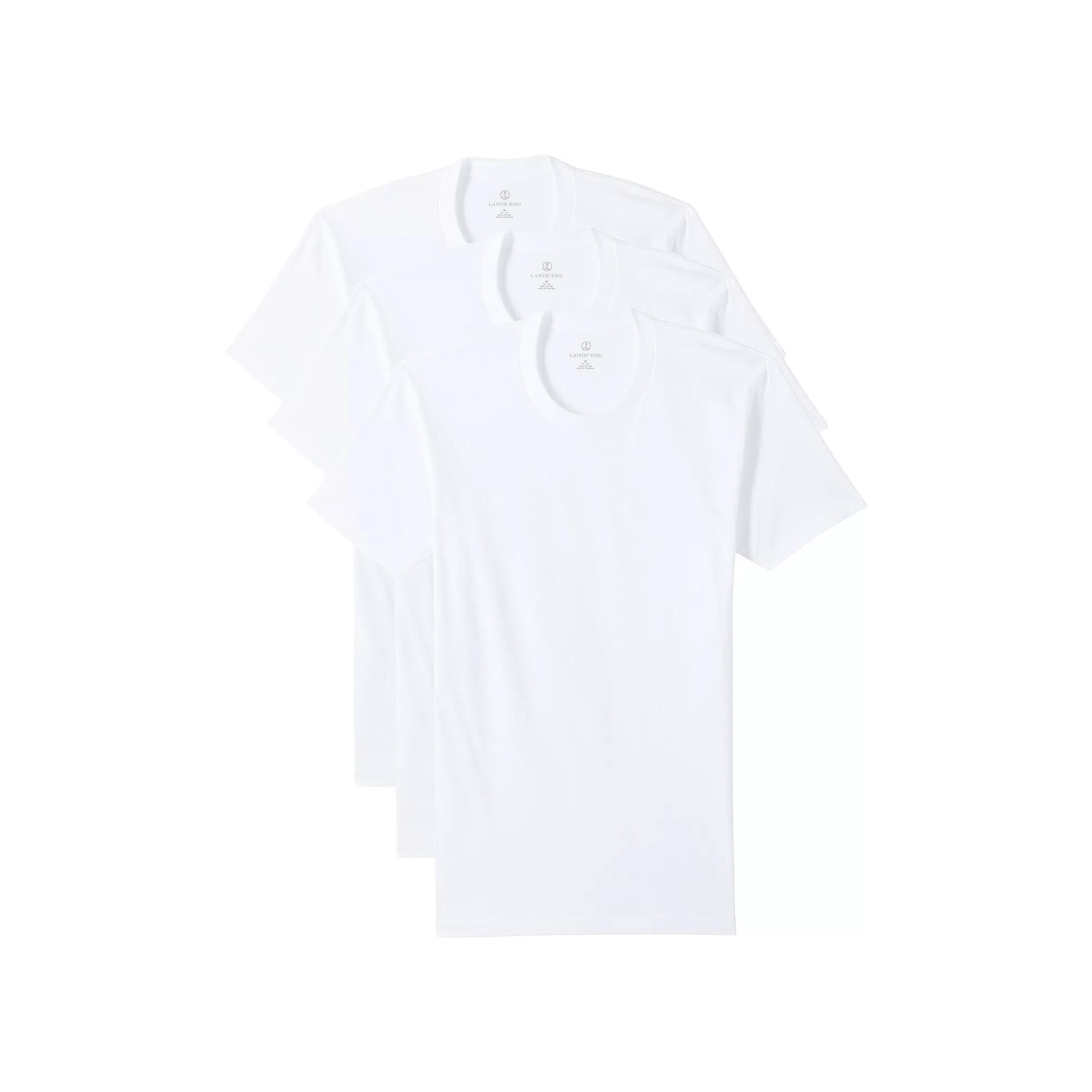 Big & Tall Lands' End Crew Neck Premium Cotton Tee - 3 Pack, Men's,  Product Image