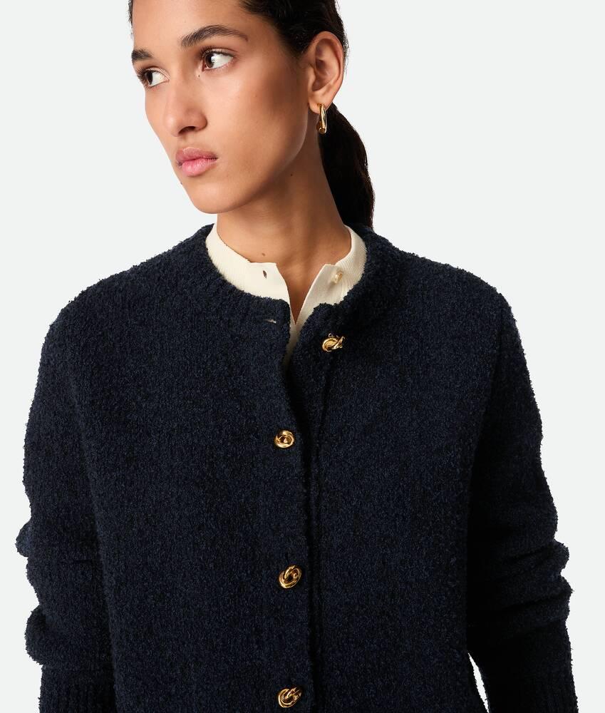 Women's Wool Boucle Cardigan in Navy Product Image