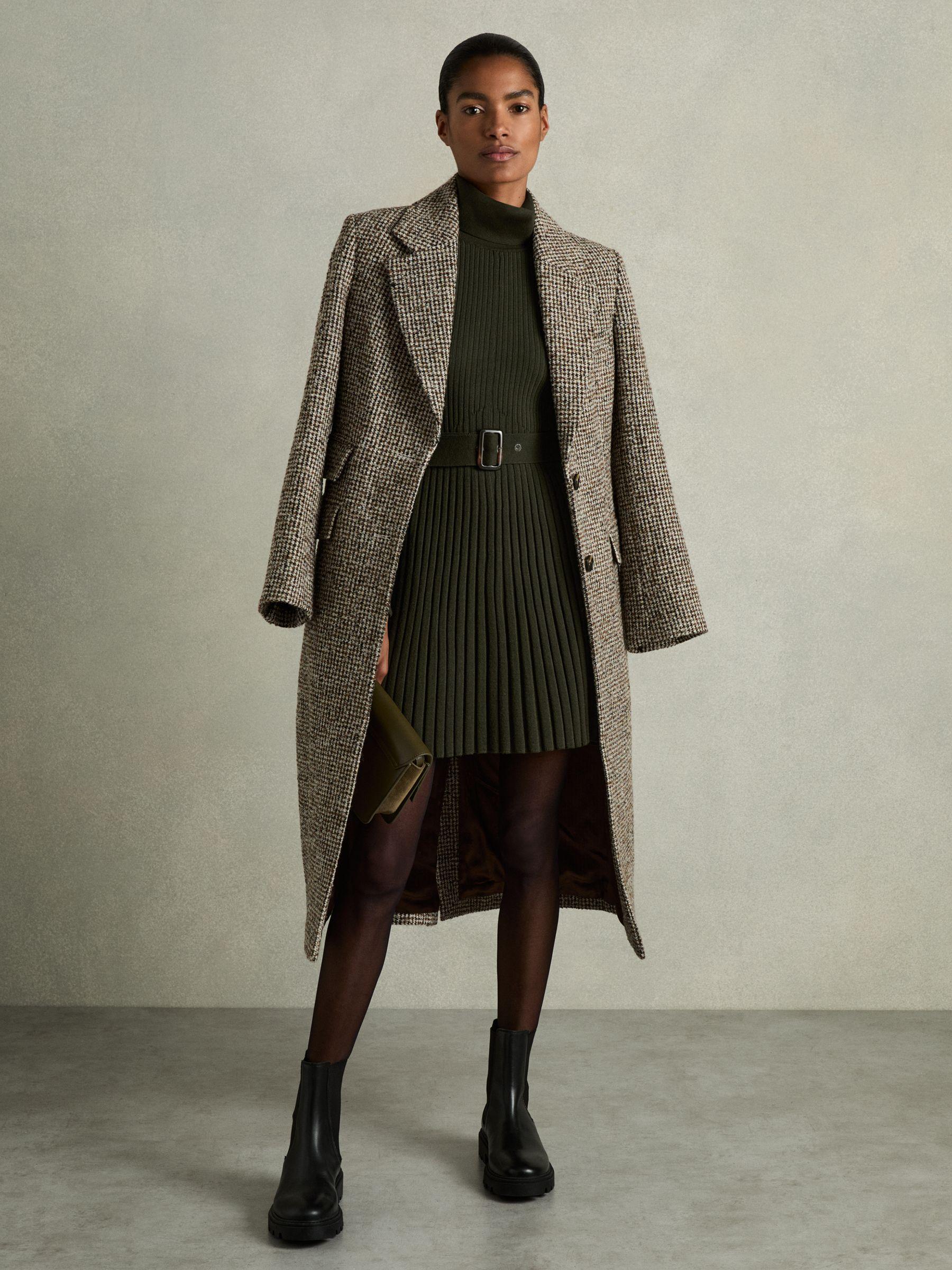 Roll-Neck Ribbed Mini Dress in Khaki Product Image