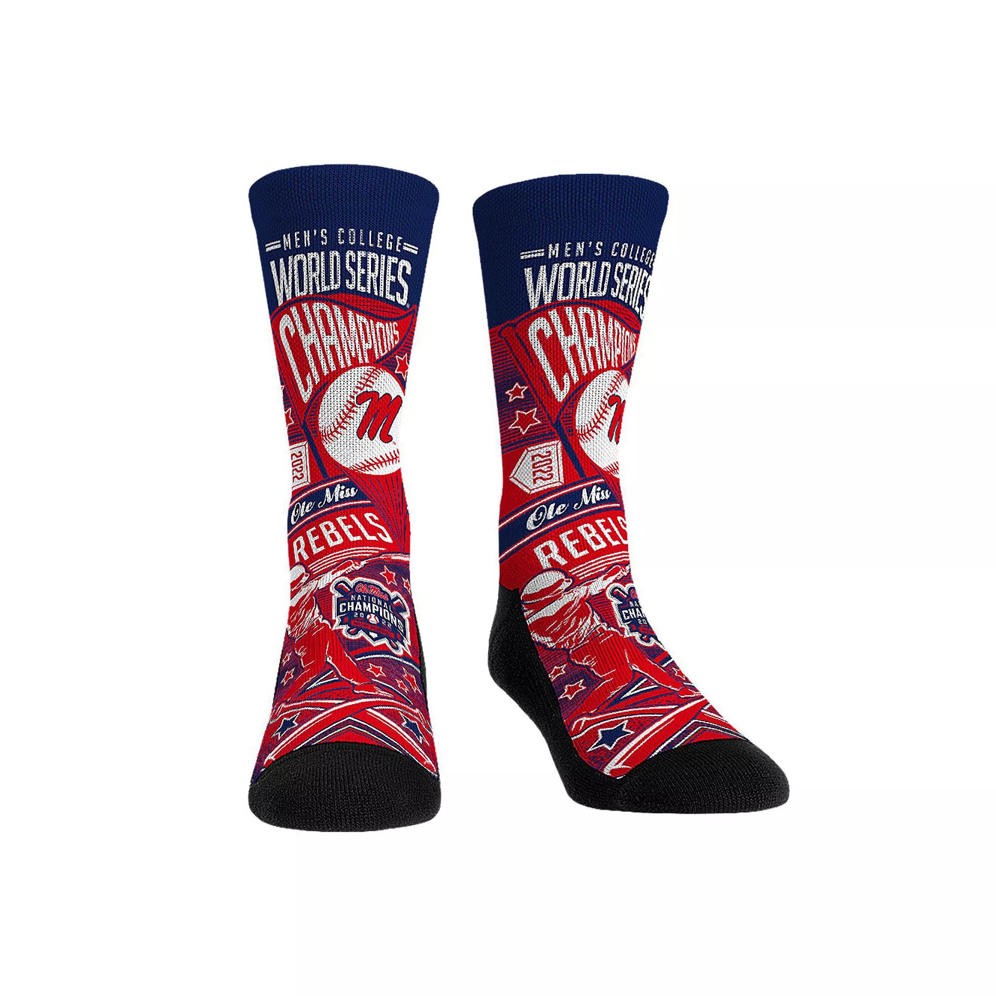 Rock Em Socks Red Ole Miss Rebels 2022 NCAA Men's Baseball College World Series Champions Crew Socks, Size: Small/Medium Product Image
