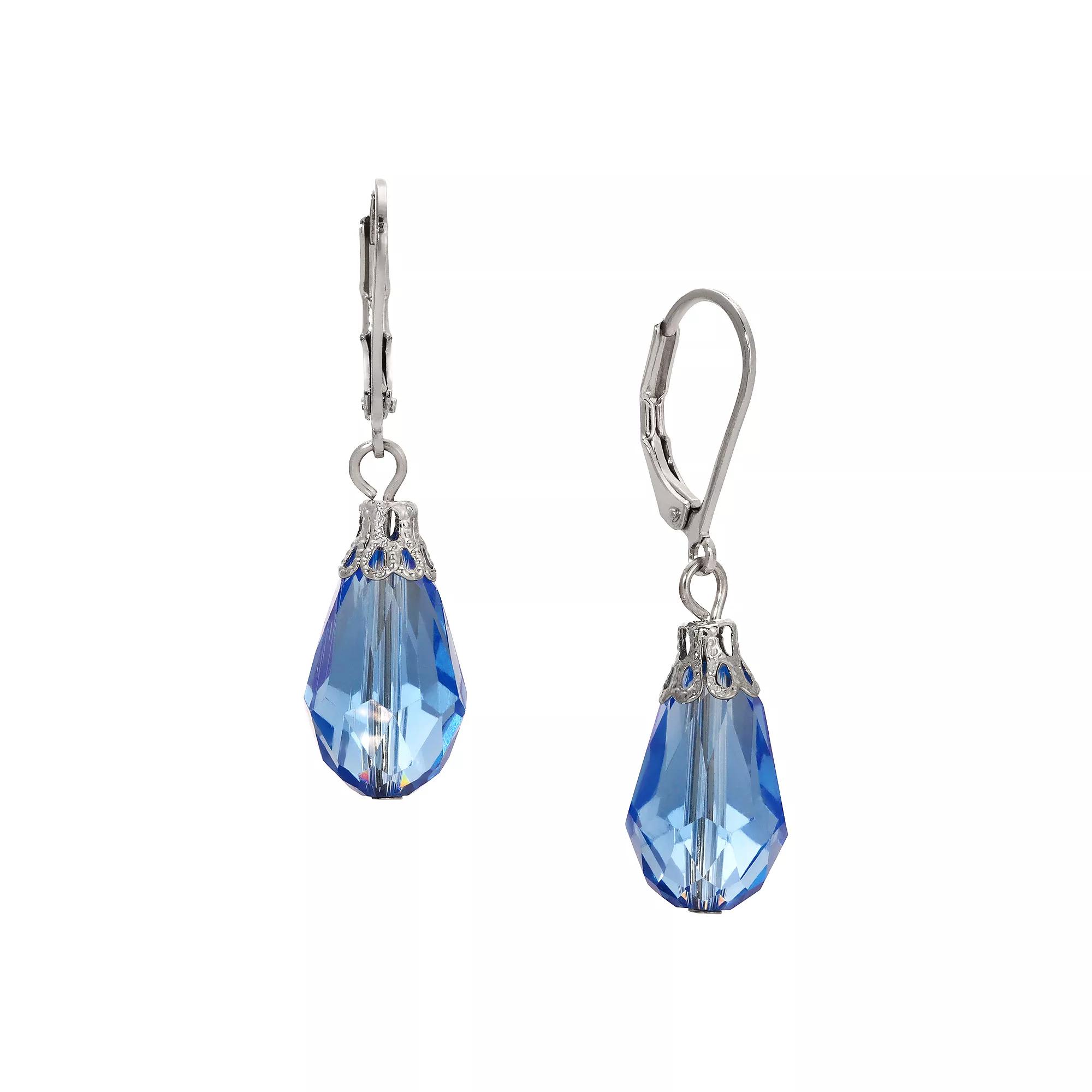 1928 Faceted Bead Drop Earrings, Womens, Blue Product Image