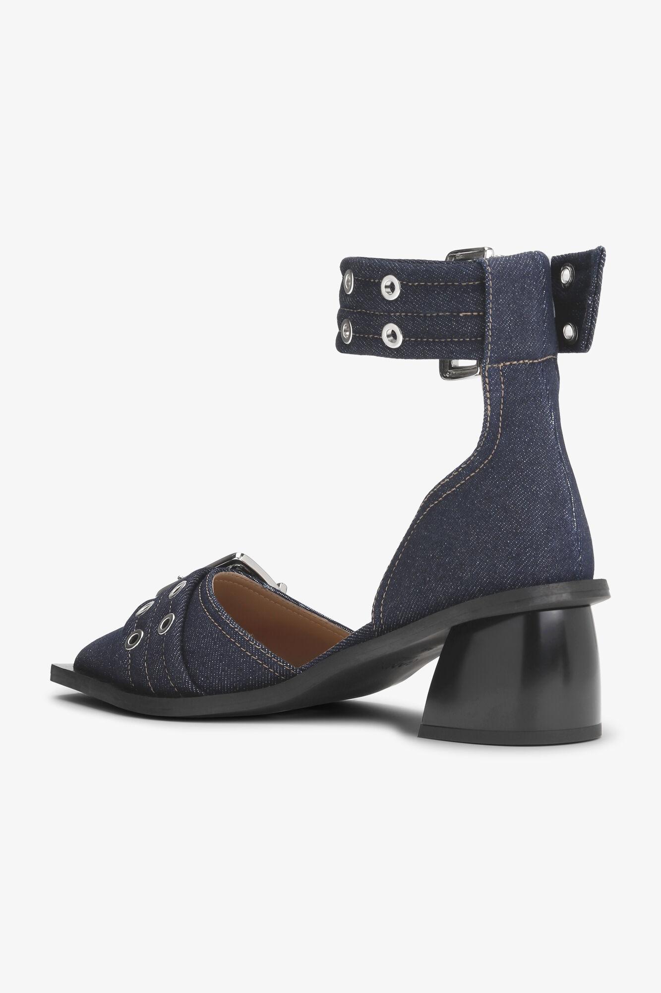 Denim Feminine Buckle Open Cut Pumps Product Image