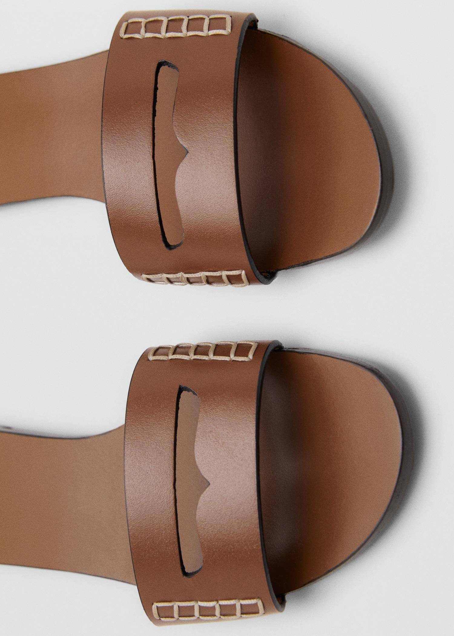 Leather sandals with a wide strap - Women | MANGO USA Product Image