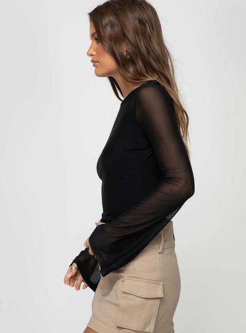 Lukea Long Sleeve Bodysuit Black Product Image