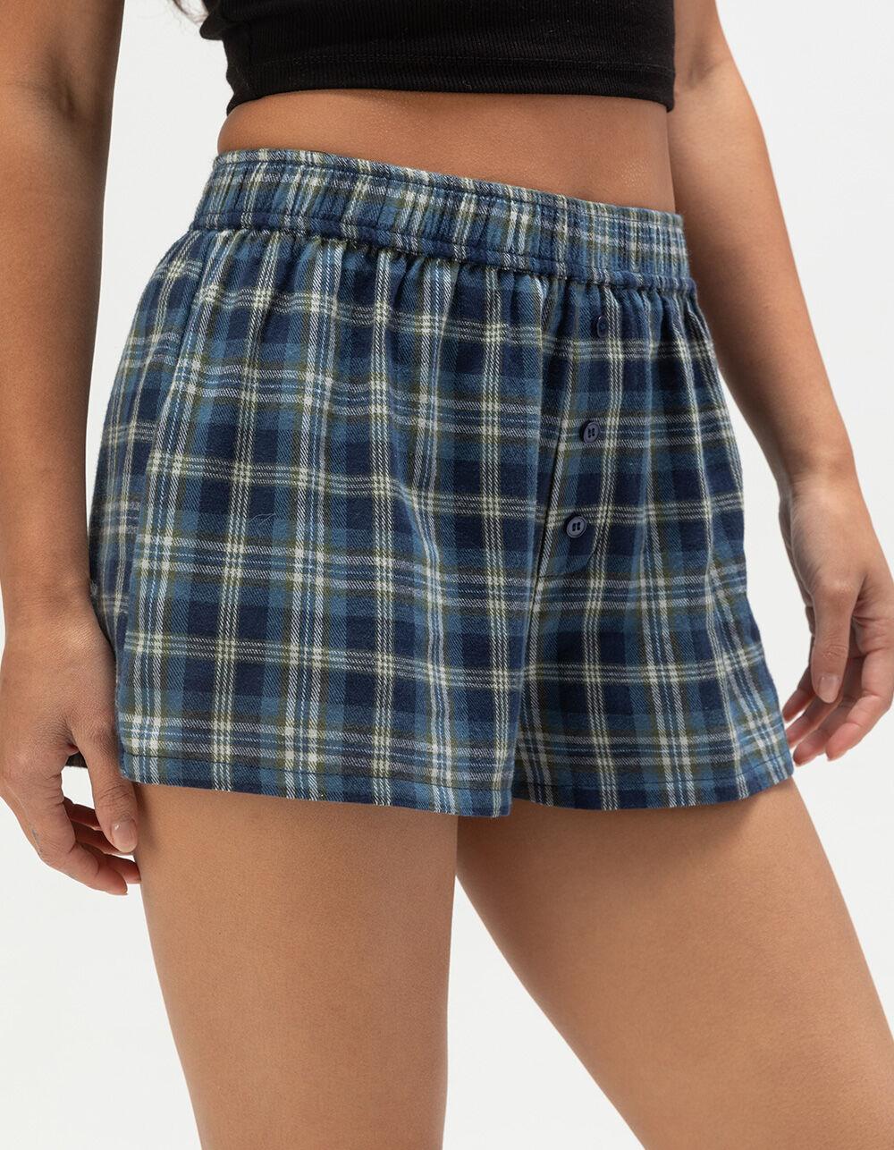 FULL TILT Plaid Womens Boxer Shorts - NAVY COMBO Product Image