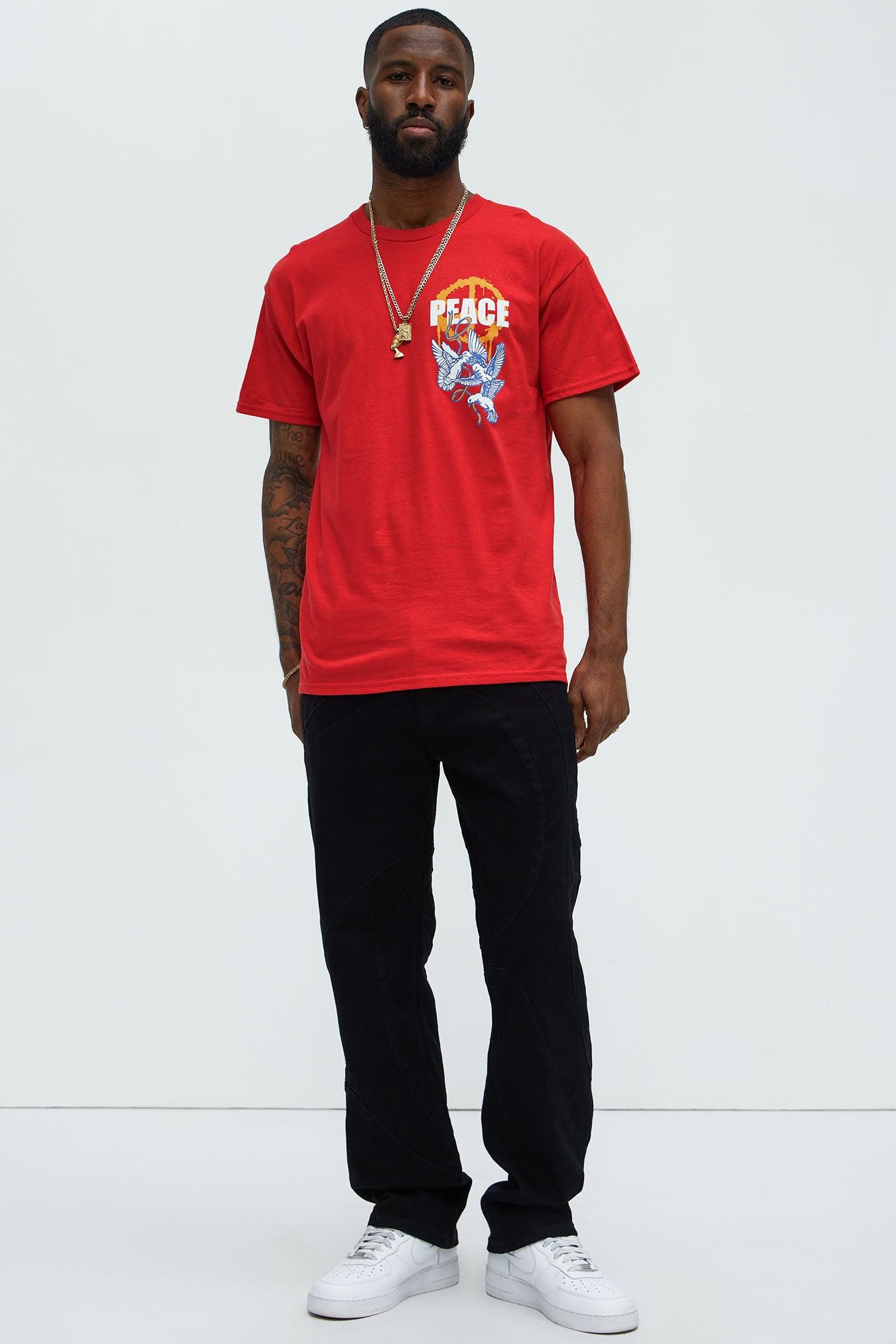 Peace Be With You Short Sleeve Tee - Red Product Image
