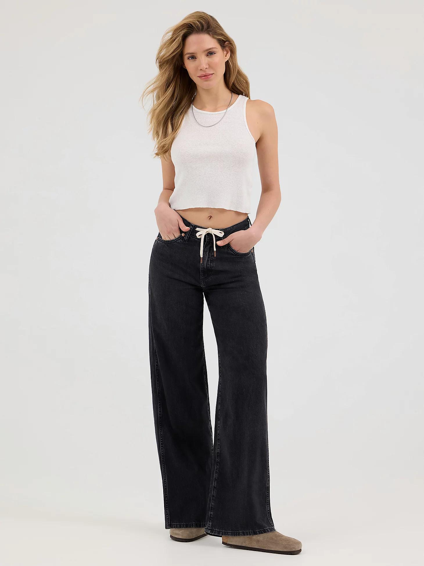 Women's Tie Front Loose Jean in Rinse Product Image