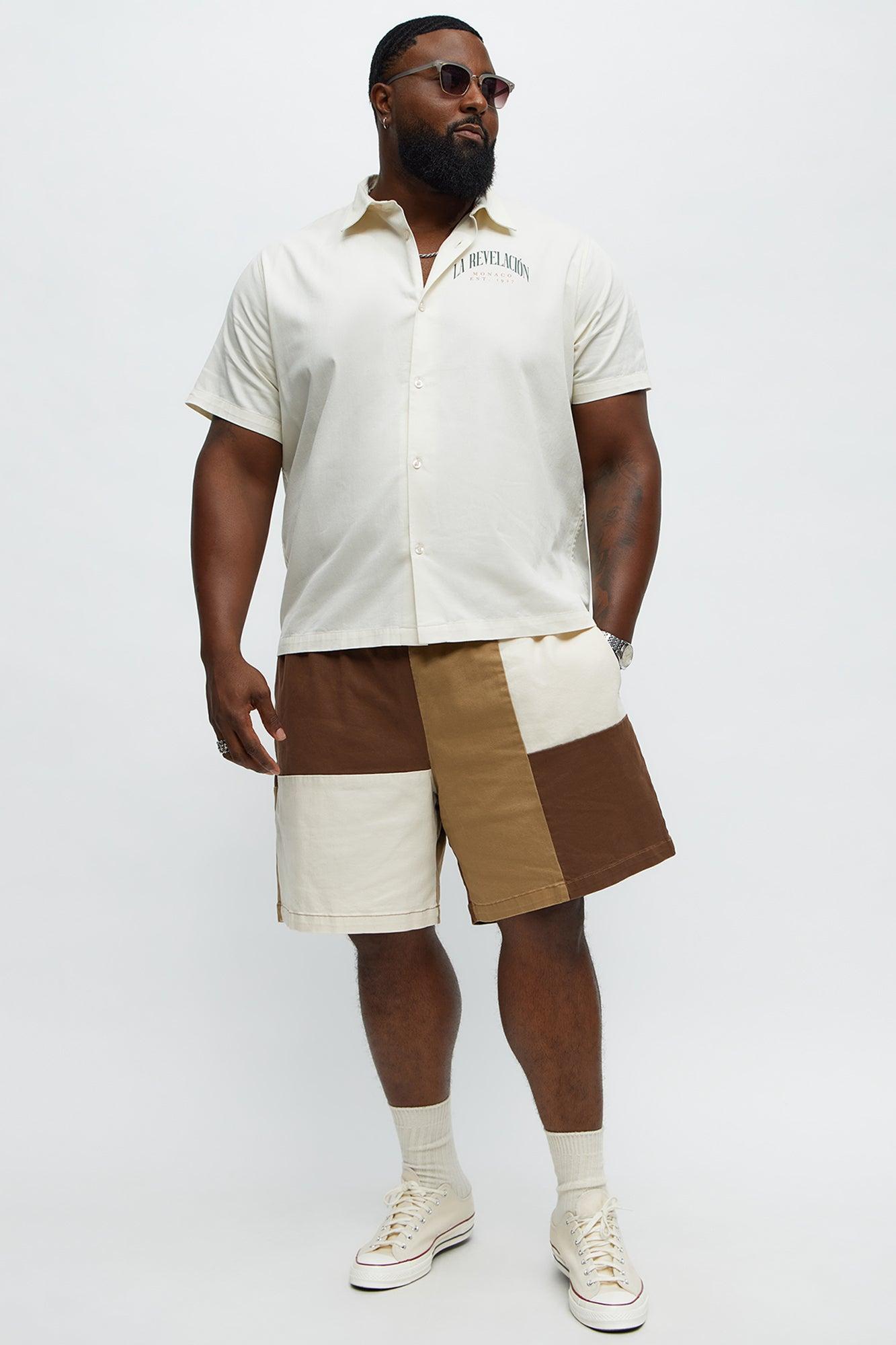 Blocked Again Shorts - Brown Combo Male Product Image