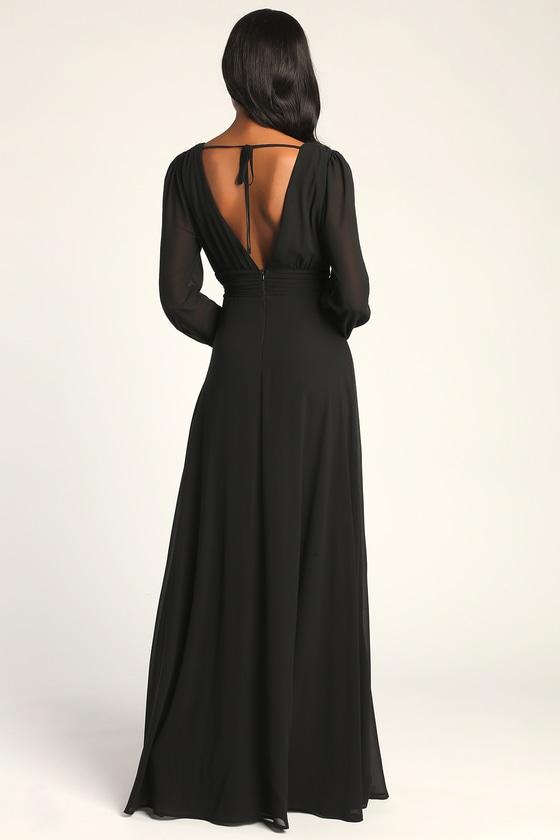 Love You So Black Long Sleeve Maxi Dress Product Image