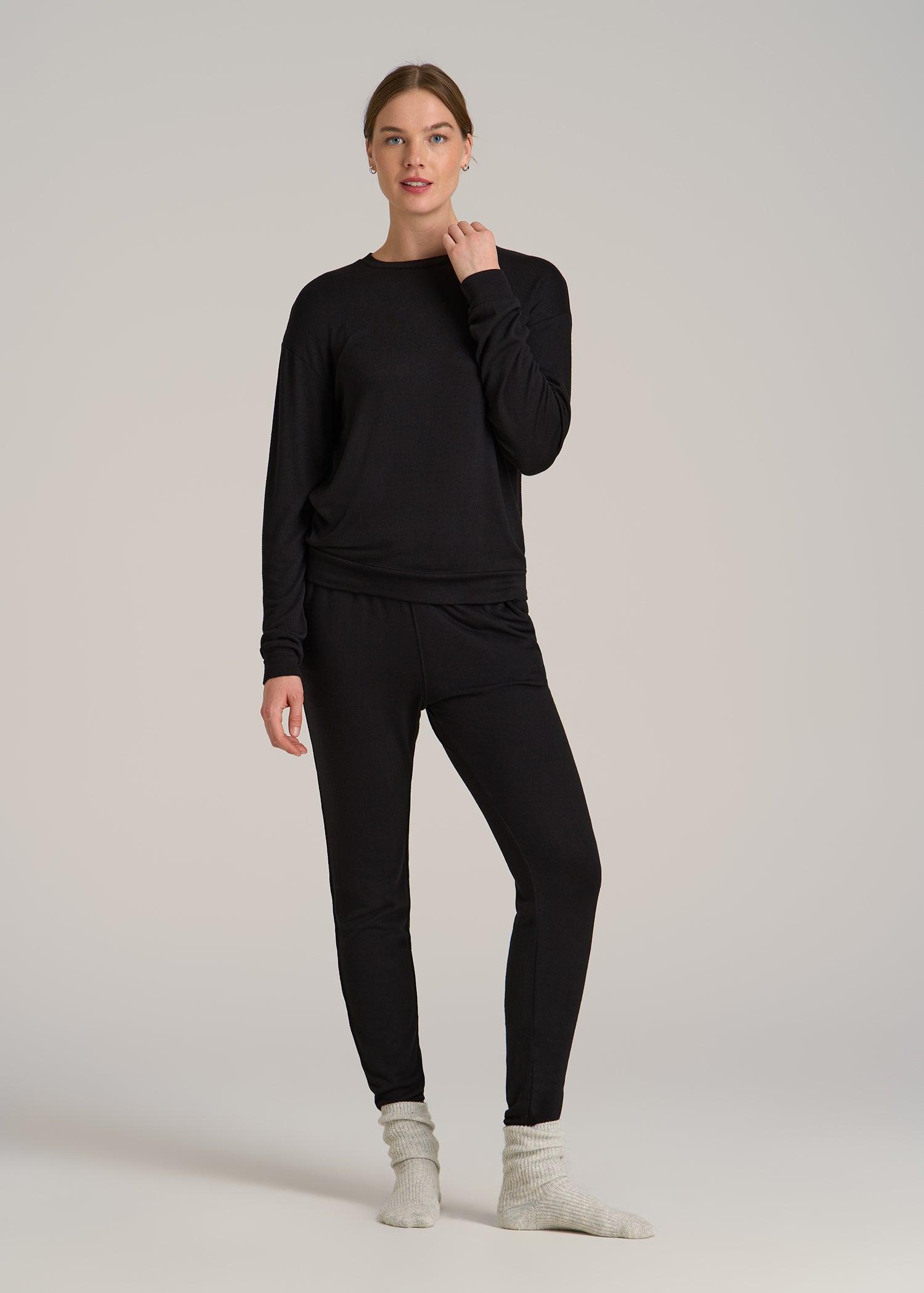 Cozy Lounge Crewneck for Tall Women in Black Female Product Image
