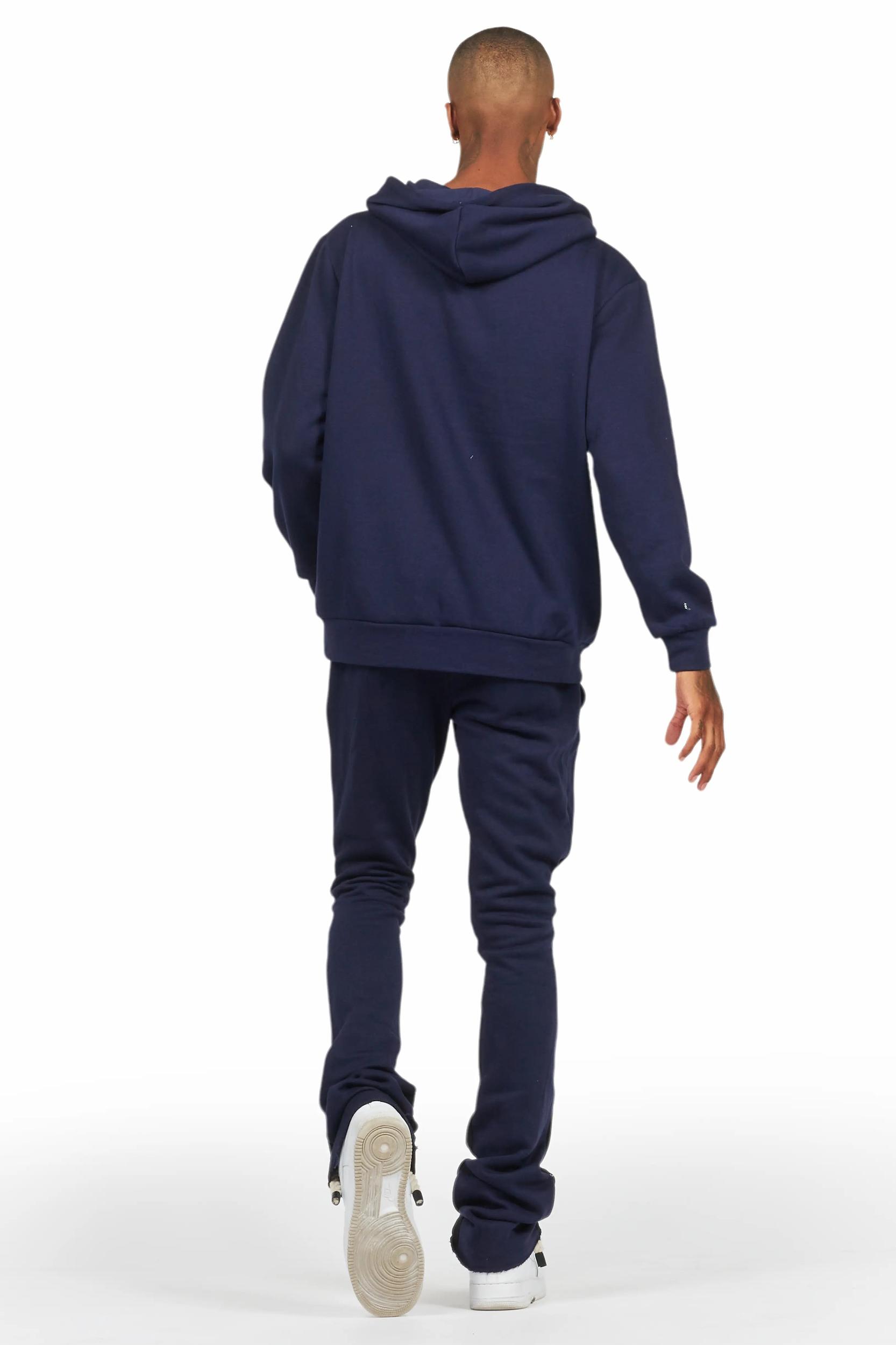 Raffer Navy Hoodie Flare Track Set Male Product Image