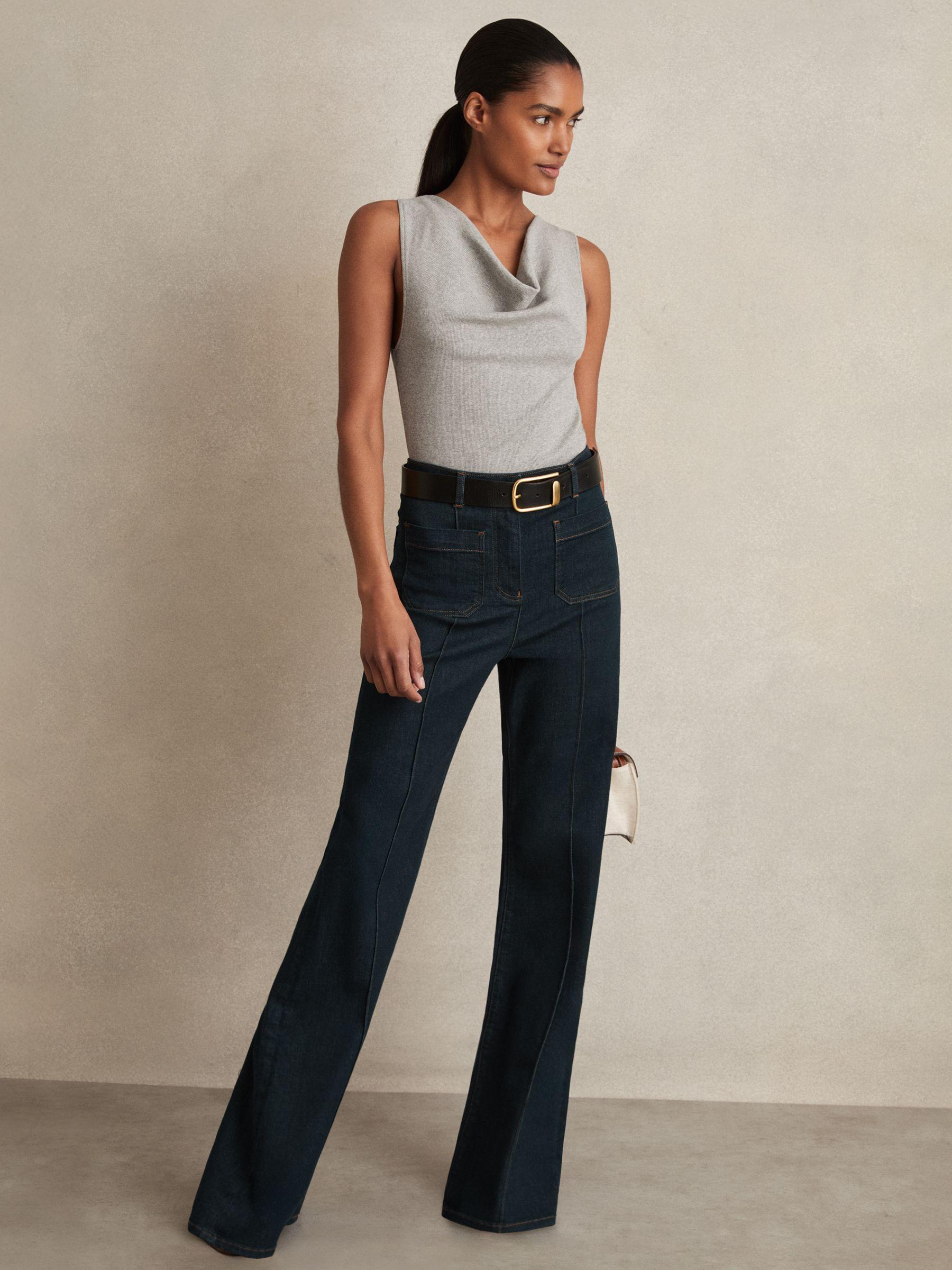 Ribbed Cowl-Neck Vest in Grey Marl Product Image