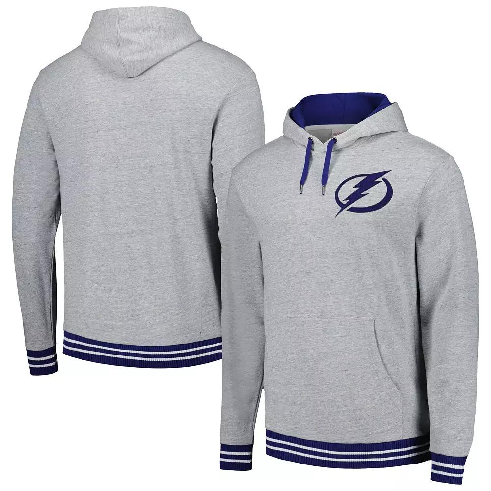 Men's Mitchell & Ness Heather Gray Tampa Bay Lightning Classic French Terry Pullover Hoodie,  Product Image