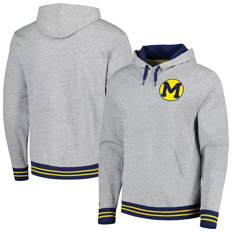 Men's Mitchell & Ness Heather Gray Michigan Wolverines Pullover Hoodie,  Product Image