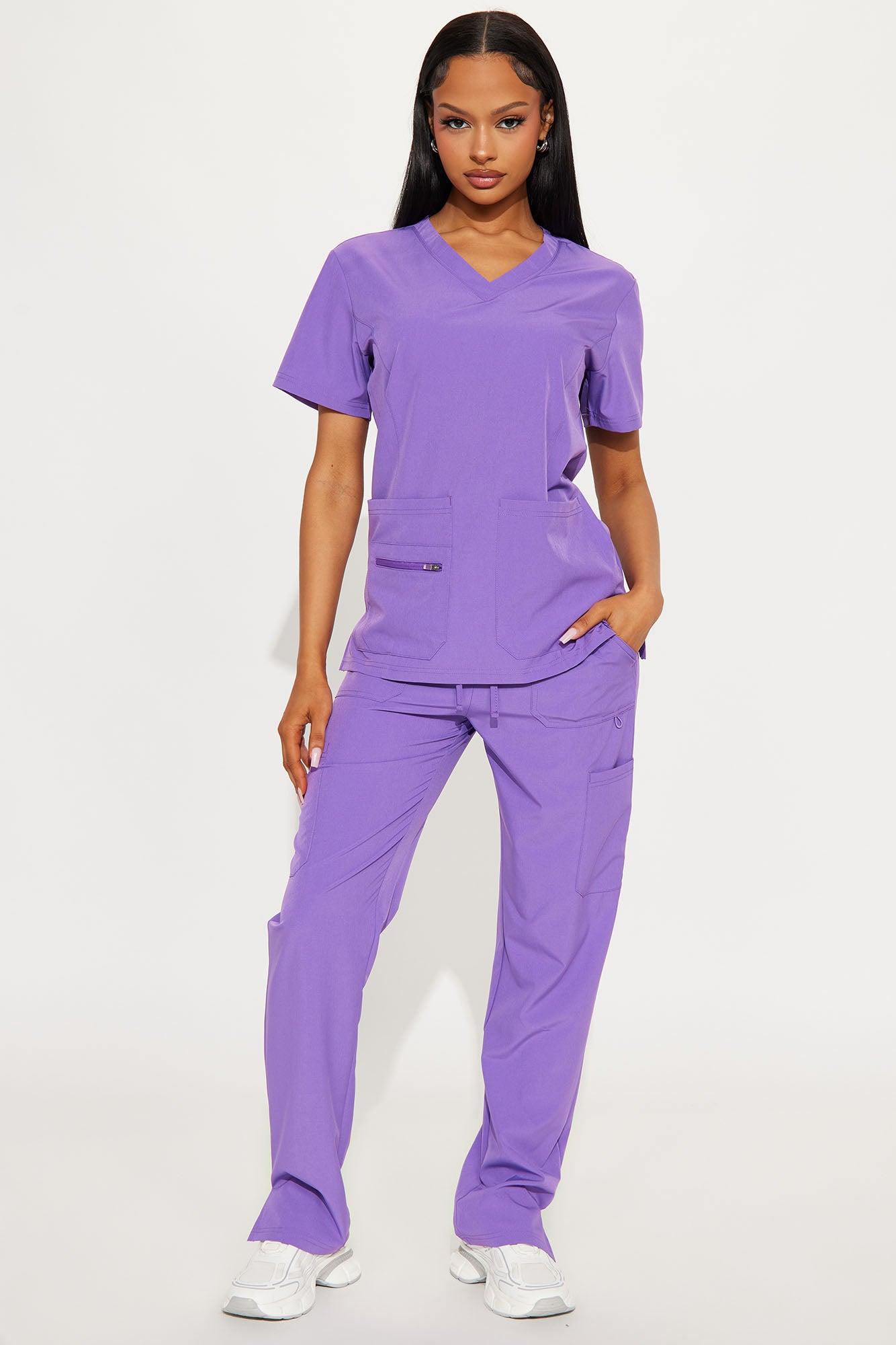Essential 4 Way Stretch Scrub Uniform Set - Purple Product Image